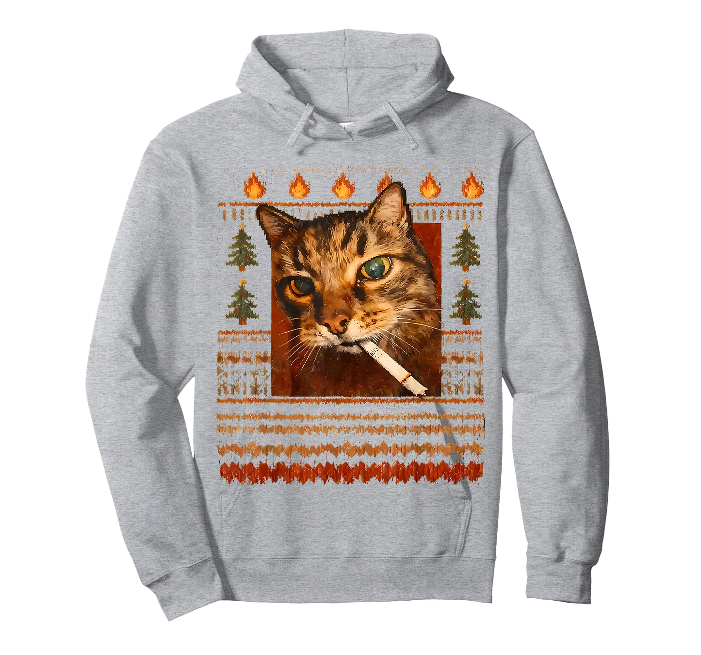 Cigarette Kitten Xmas Cat Smoking Cigarette Funny Cat Meme T-Shirt