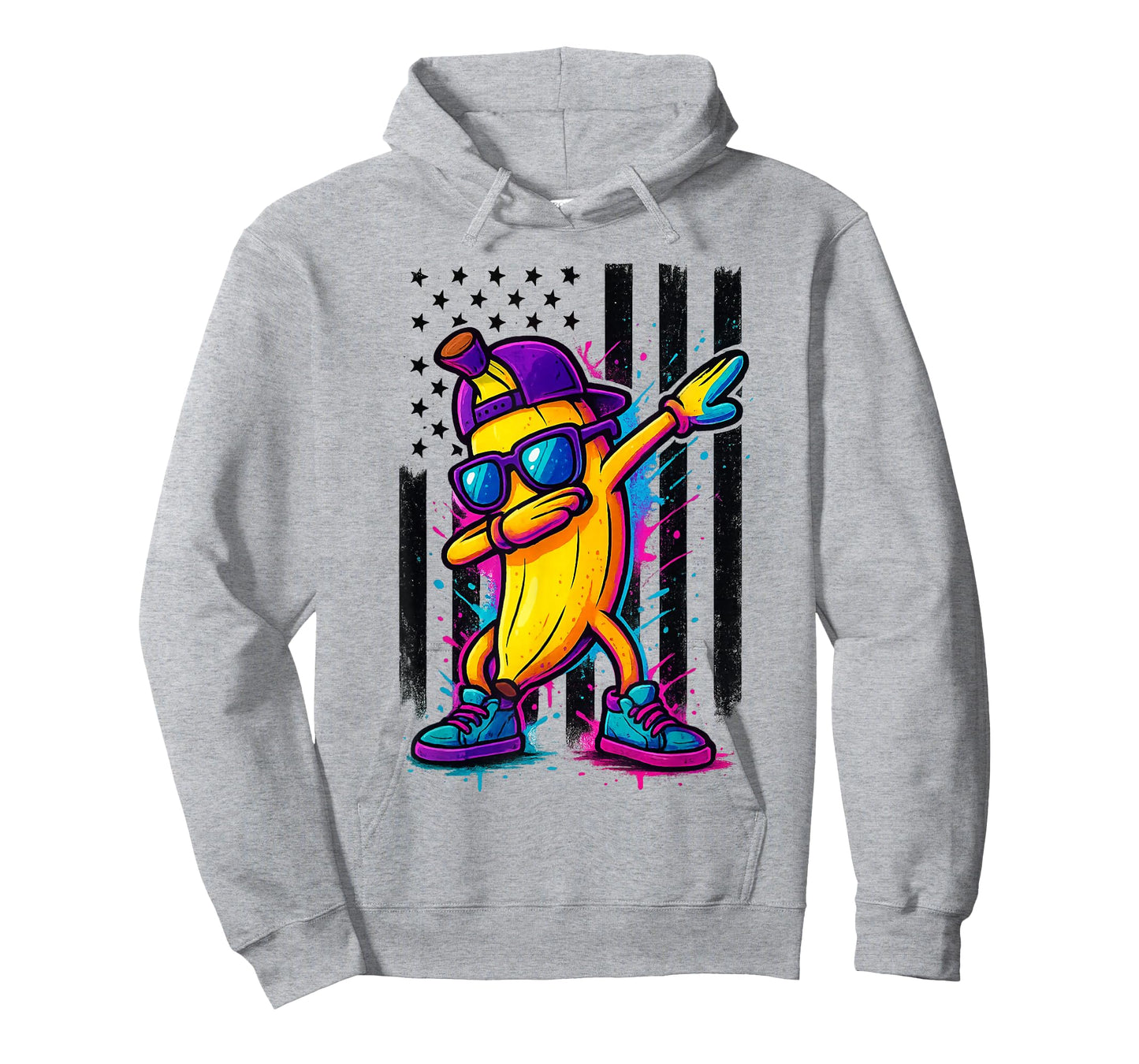 Dabbing Banana Retro American Flag Funny Fruit Dance Kids T-Shirt