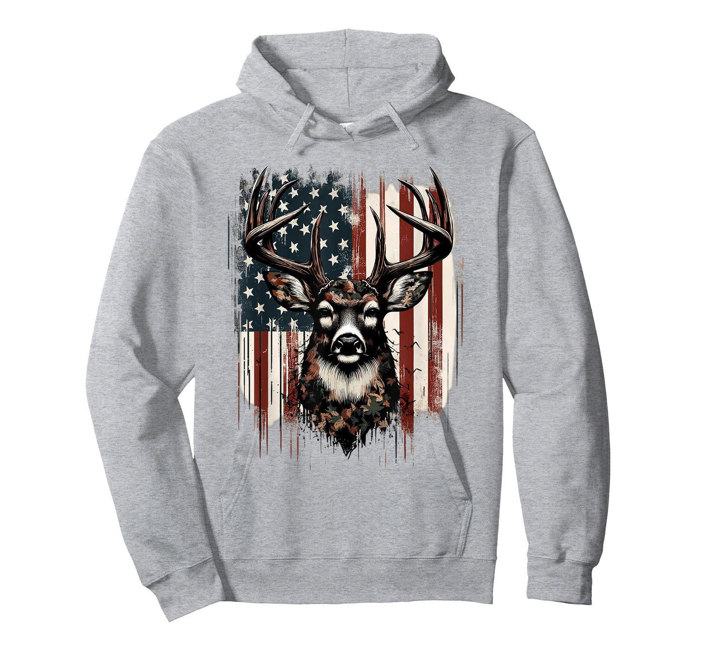Deer Hunting American Flag Whitetail Buck Antlers T-Shirt
