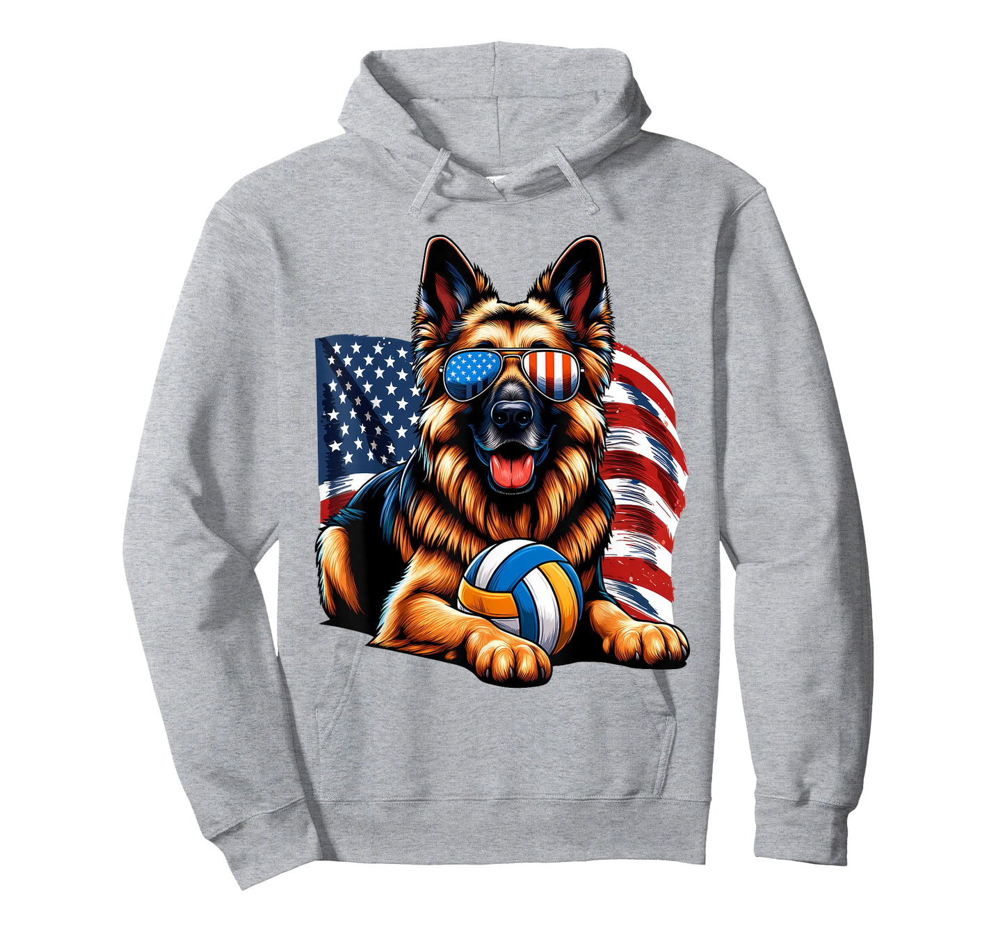 German Shepherd Dog Volleyball Lovers USA Flag Freedom Lover T-Shirt