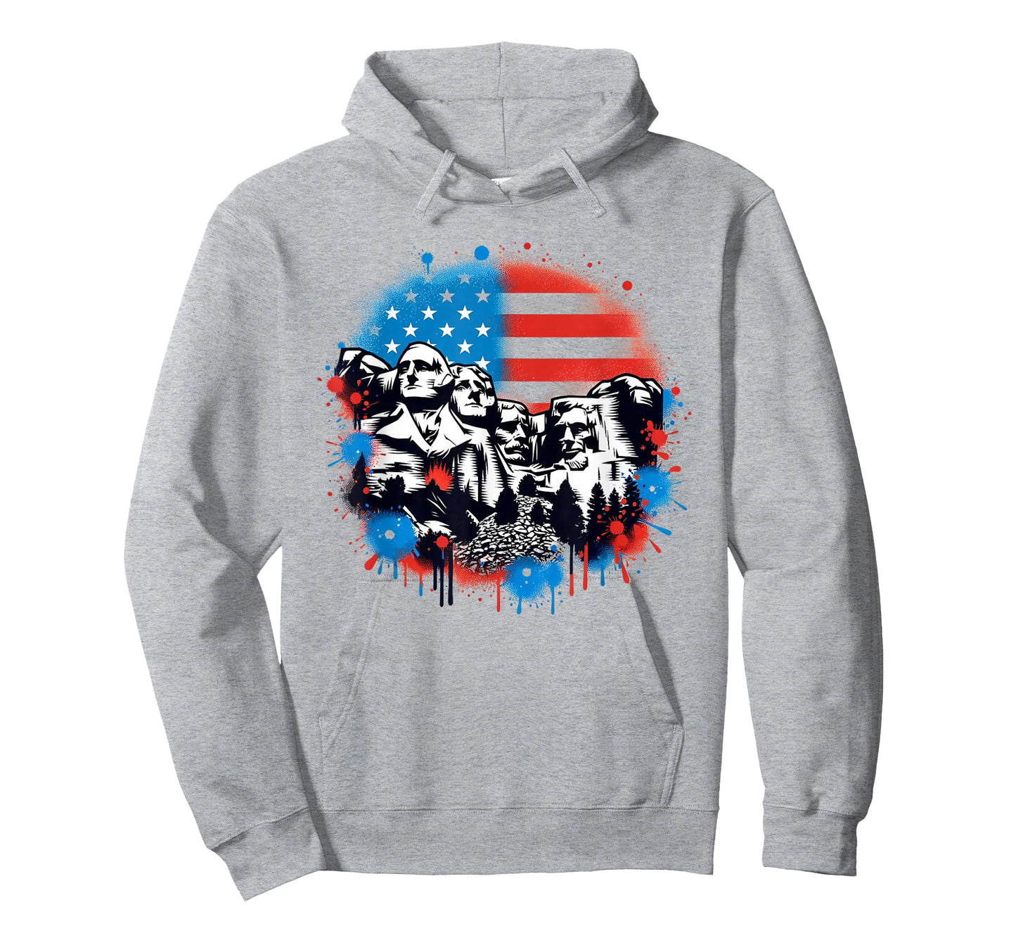 Mount Rushmore Paint Splatter American Flag USA Pride T-Shirt