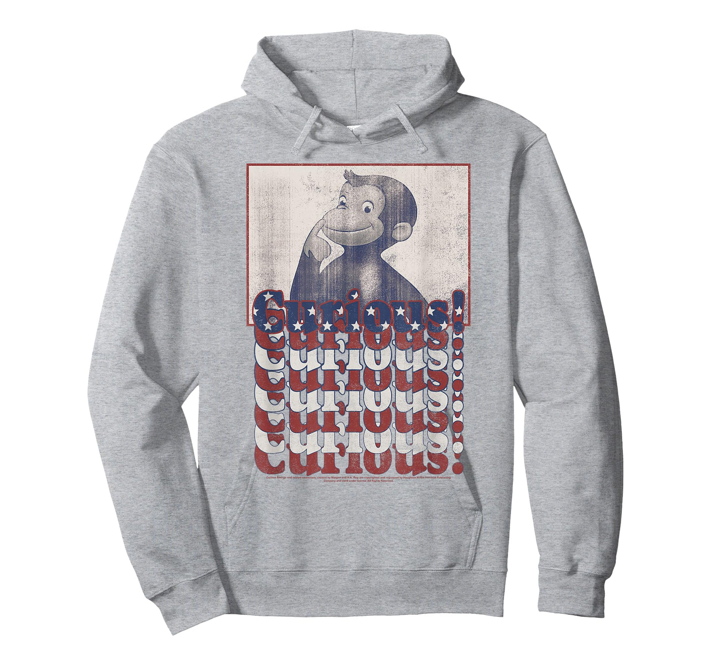 Curious George 4th Of July American Flag Text Stack T-Shirt