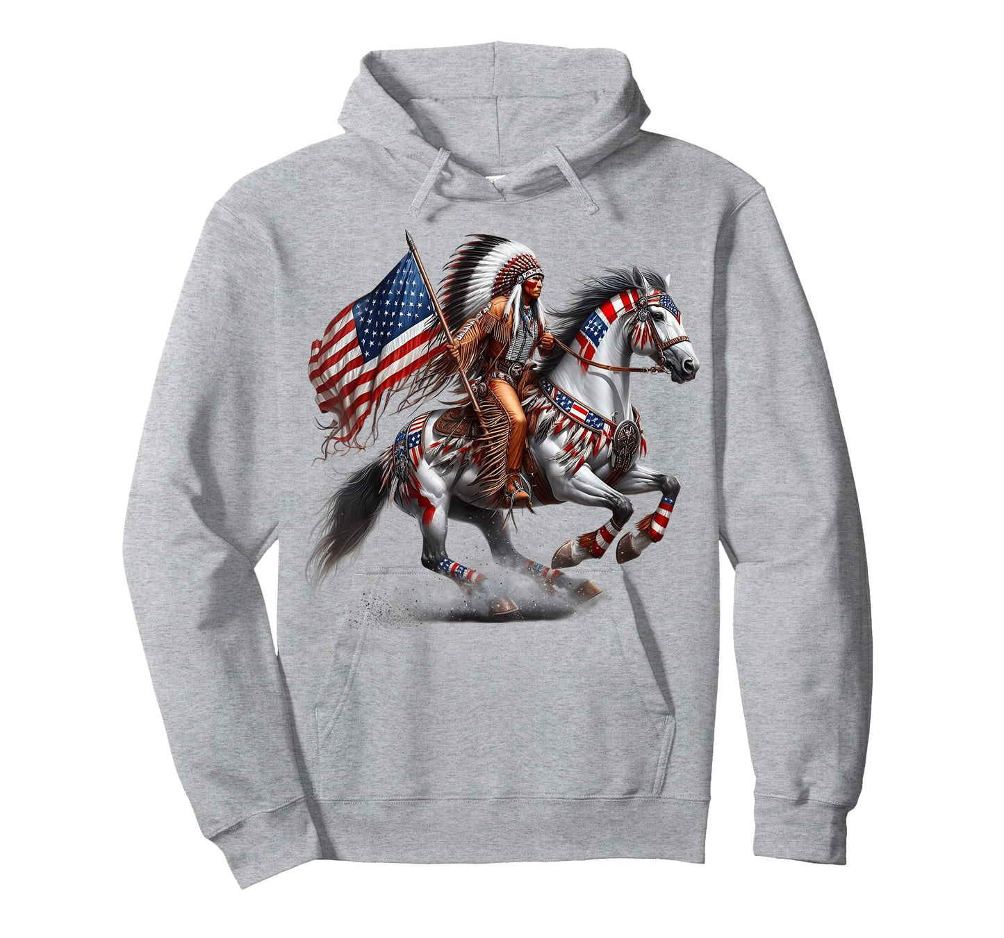 Native American Flag 4th of July Horse Indian Burial Ground T-Shirt