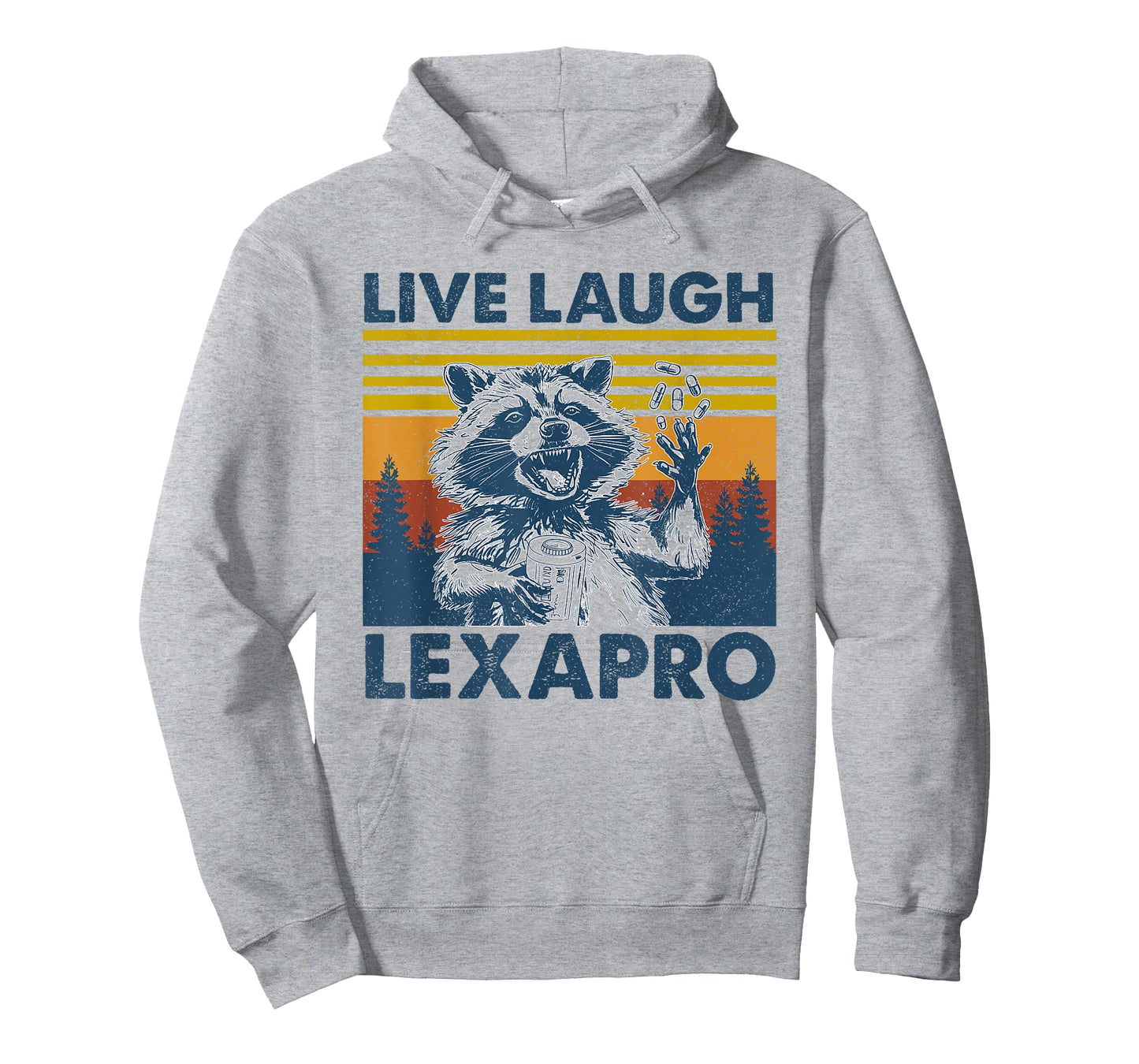 Retro Raccoon Sarcastic Live Laugh Lexapro Funny Men Women T-Shirt