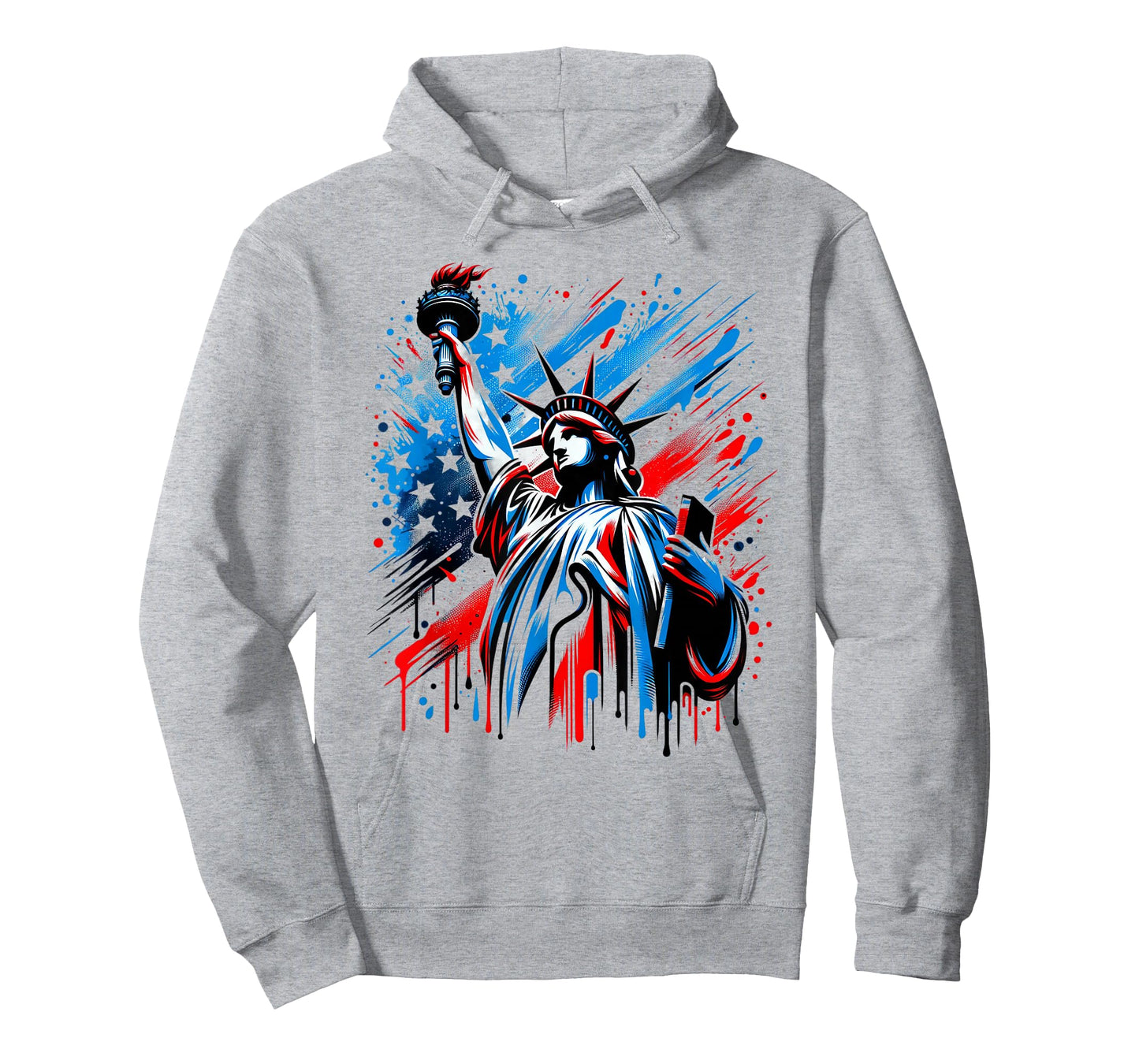Statue of Liberty Paint Splatter American Flag USA Pride T-Shirt