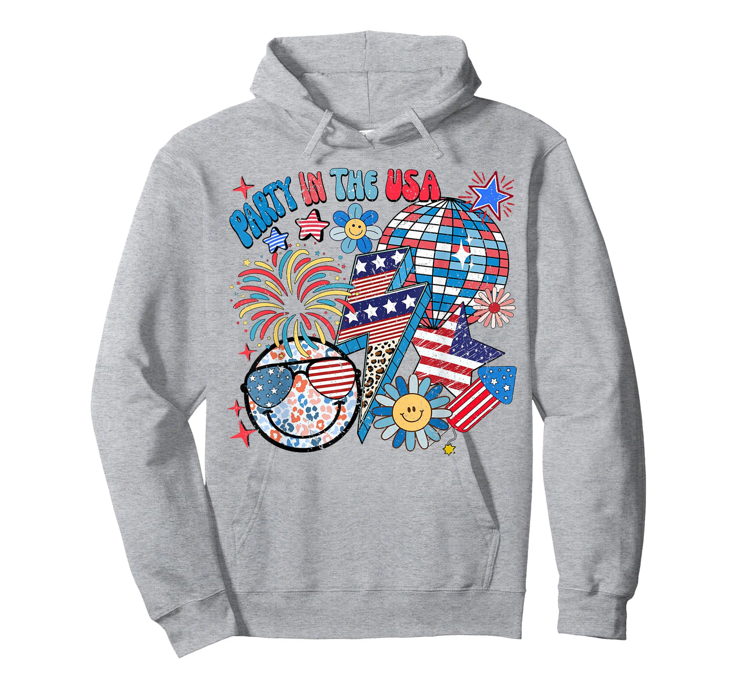 American Flag Party in USA 4th July Patriotic Kids Teen Girl T-Shirt