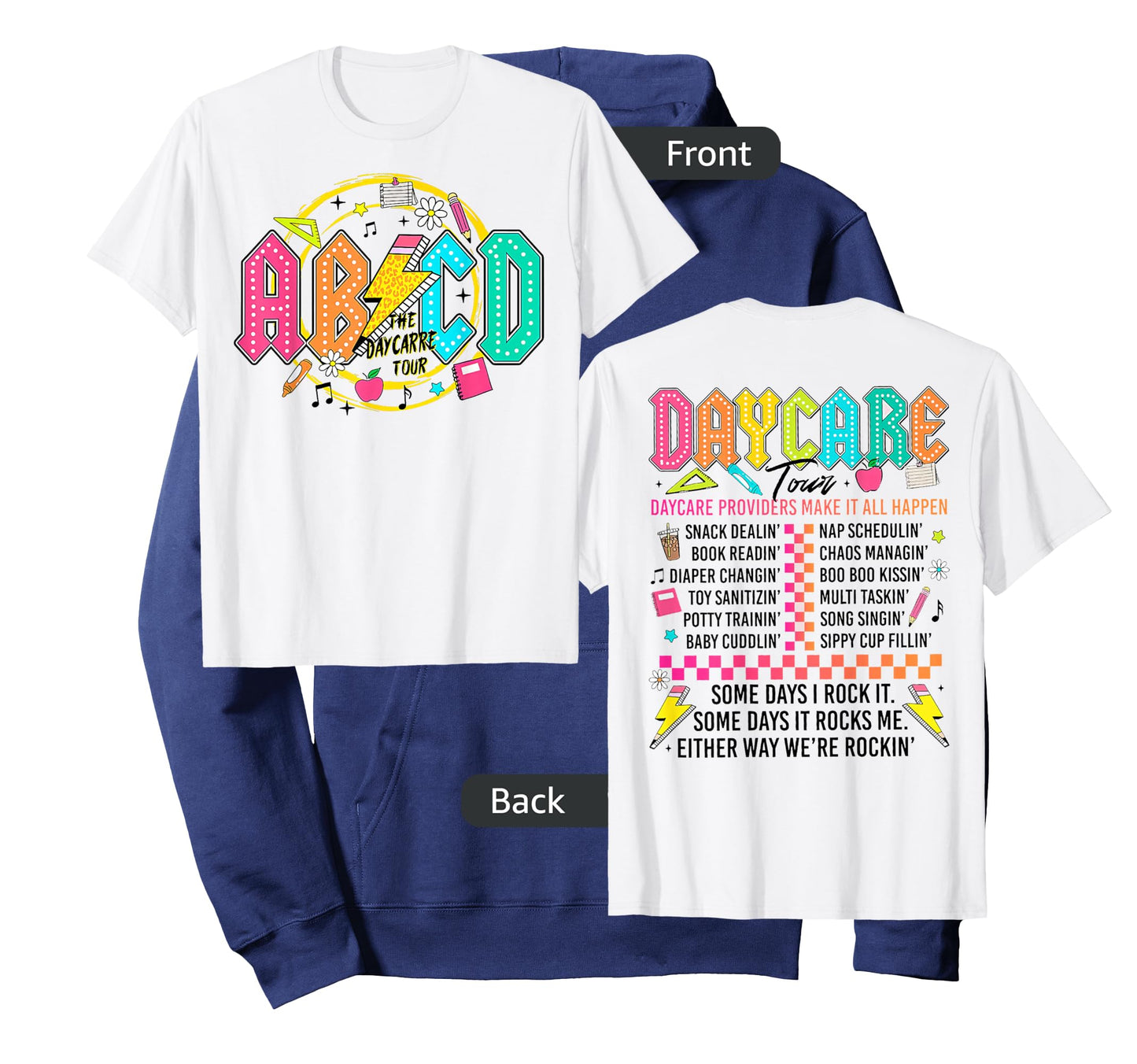 (2sided Front+Back) Retro The Daycare Tour, ABCD Lightning T-Shirt