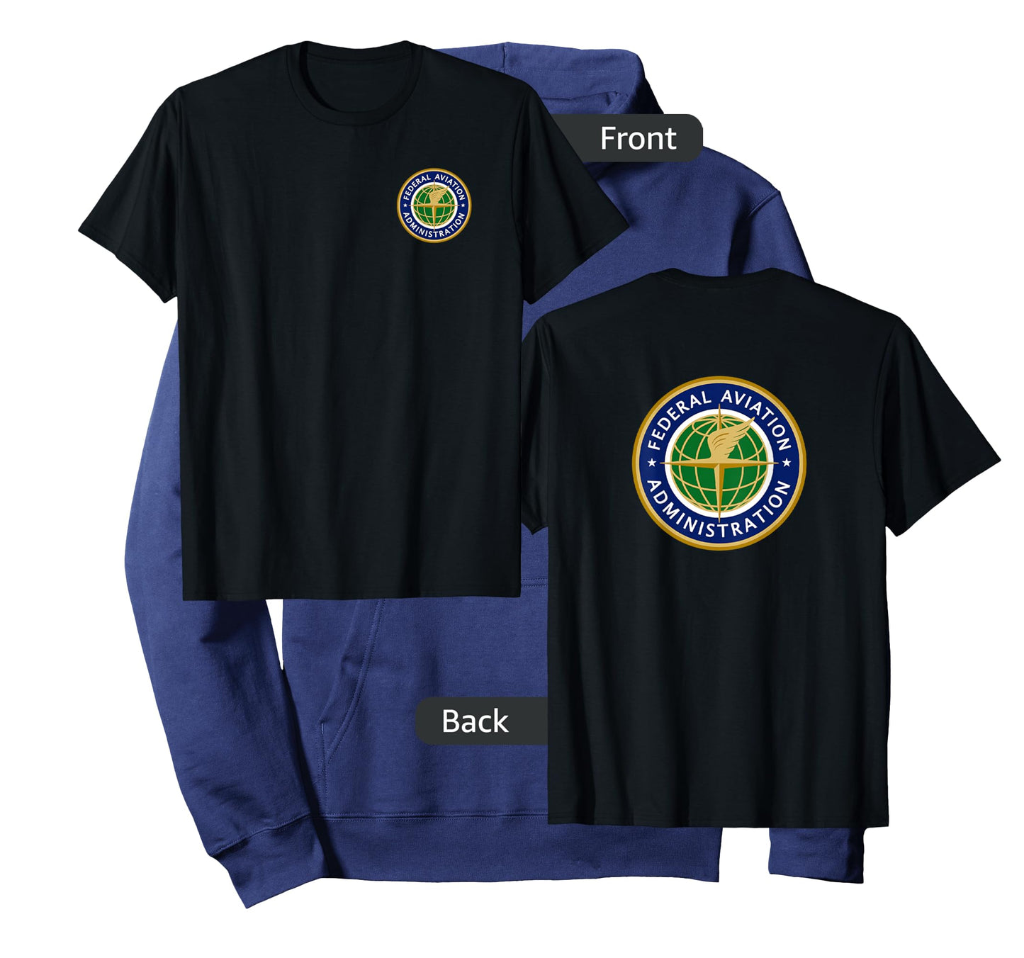 Federal FAA Shirts & Gifts Retired US FAA T-Shirt - Men's Aviation Theme Black Short Sleeve T-Shirt - Small