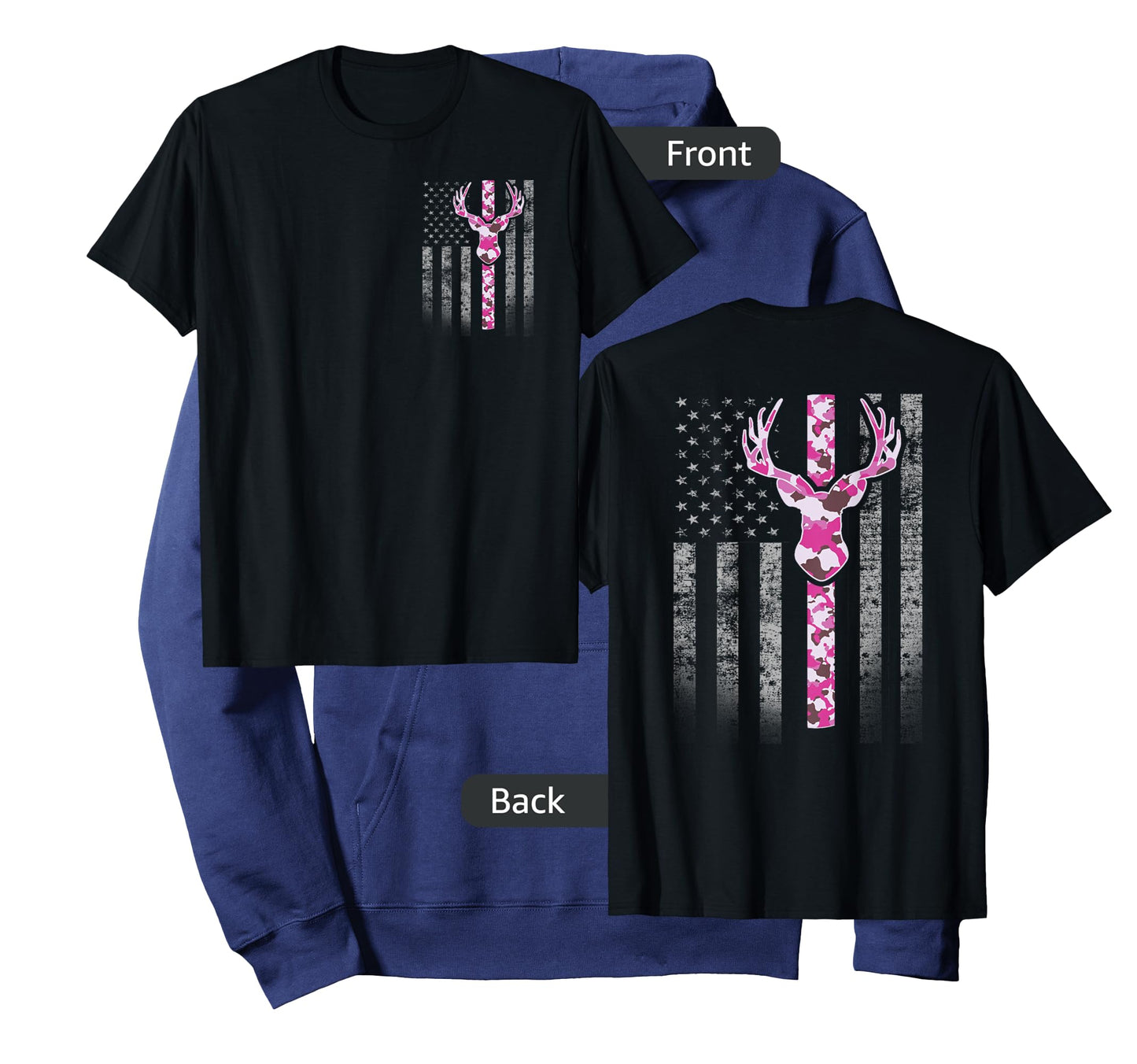 Deer Hunting Pink Camouflage Flag with Camo Deer Antlers T-Shirt