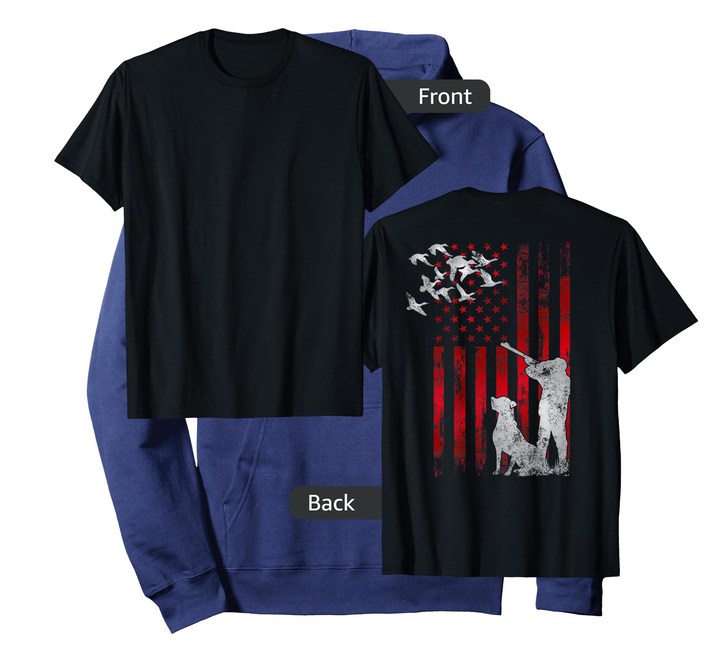 Hunters Distressed Patriotic American USA Flag Duck Hunting T-Shirt