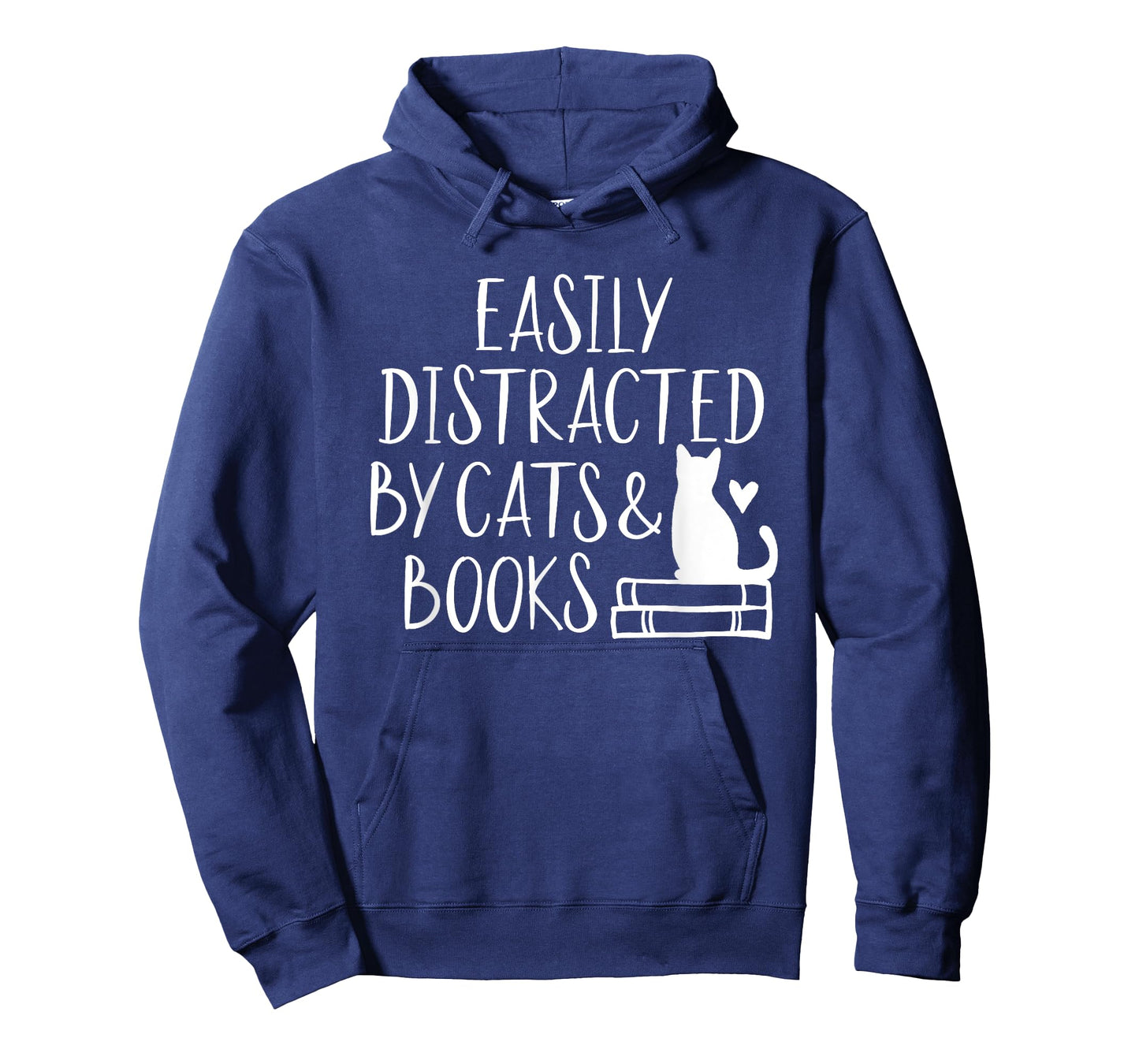 Easily Distracted by Cats and Books - Cute Book Lover T-Shirt Small