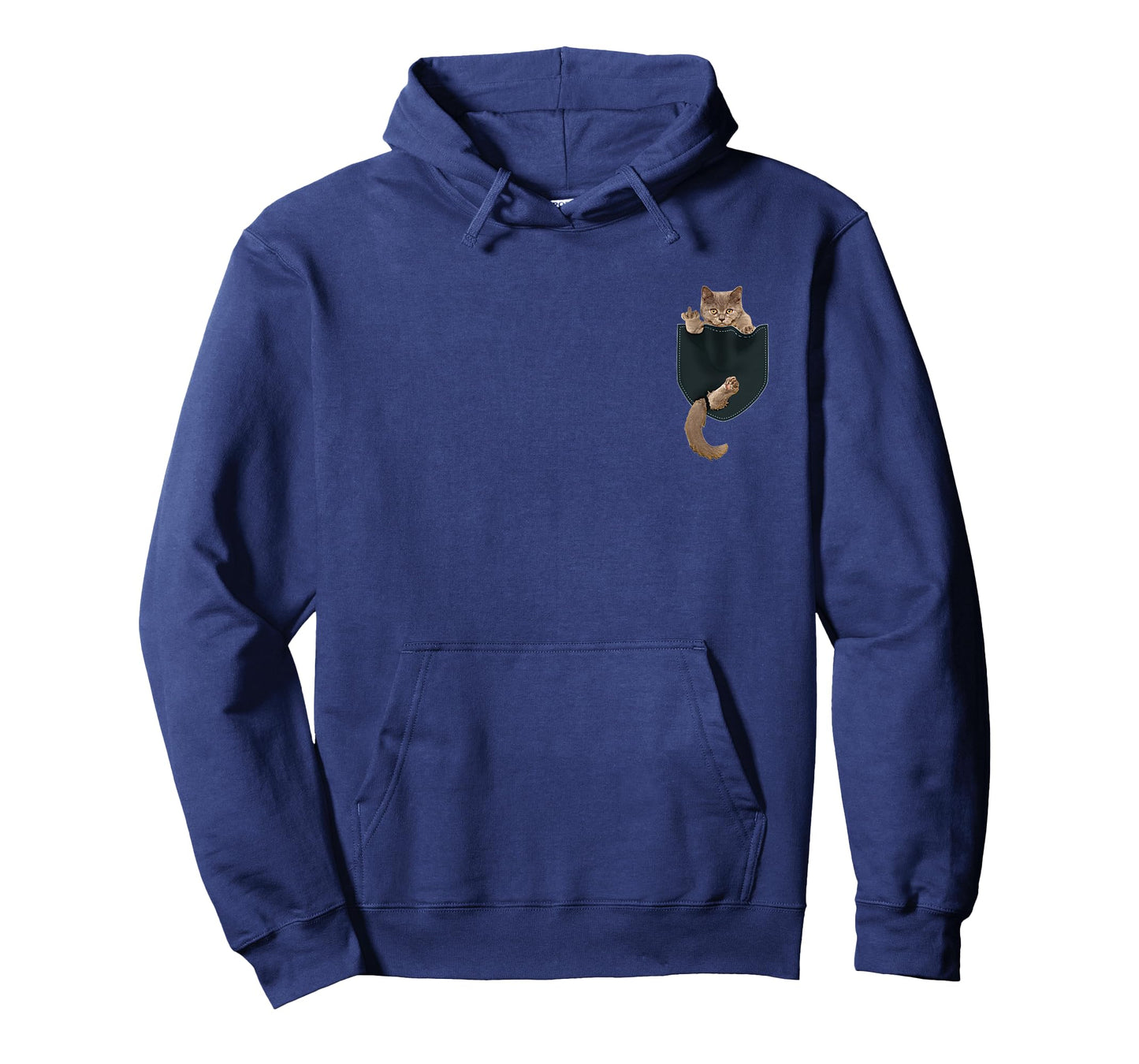 Funny Cat in Pocket - Cat Finger Pocket T-Shirt Small