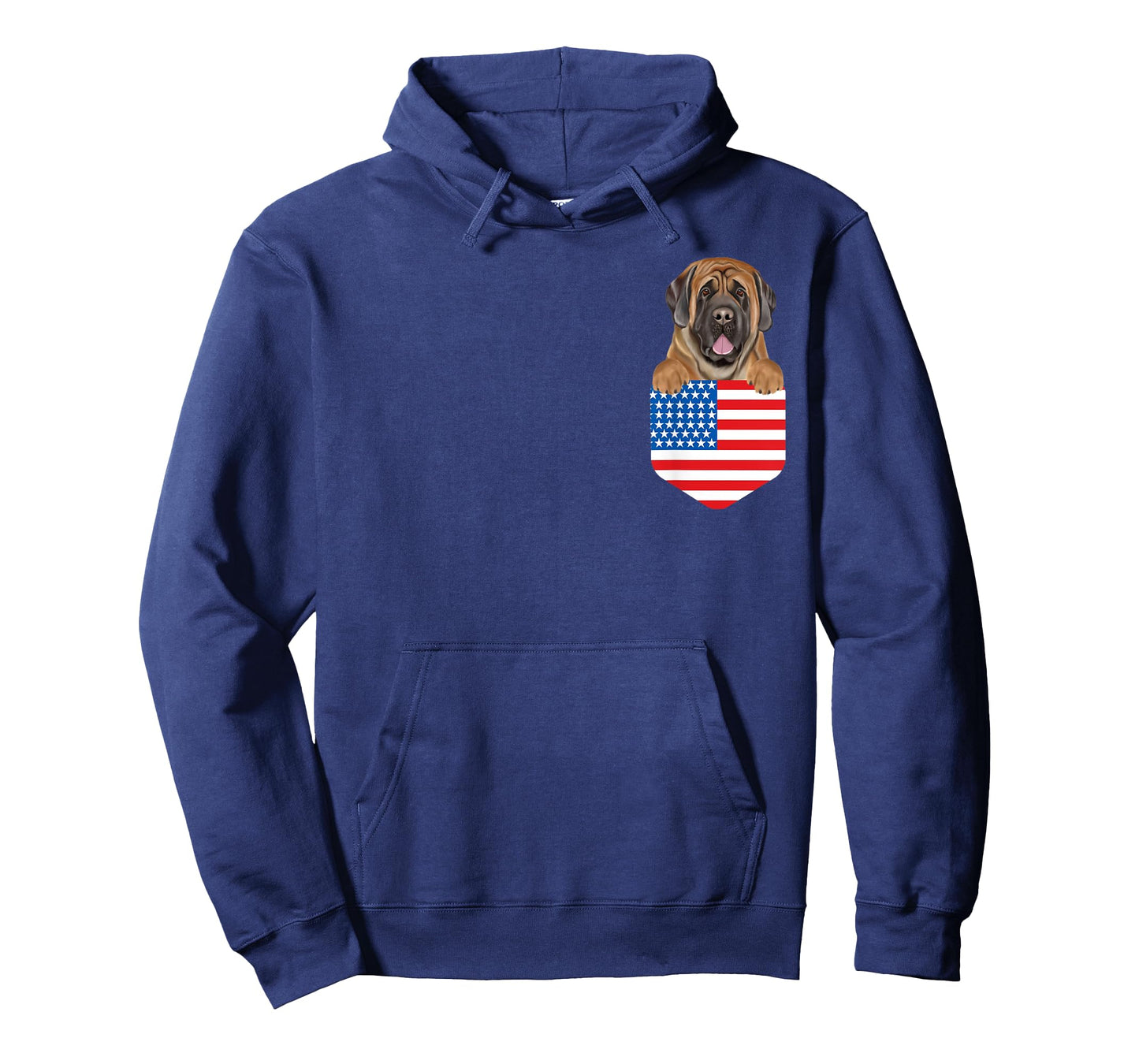 America Flag Mastiff Dog In Pocket T-Shirt