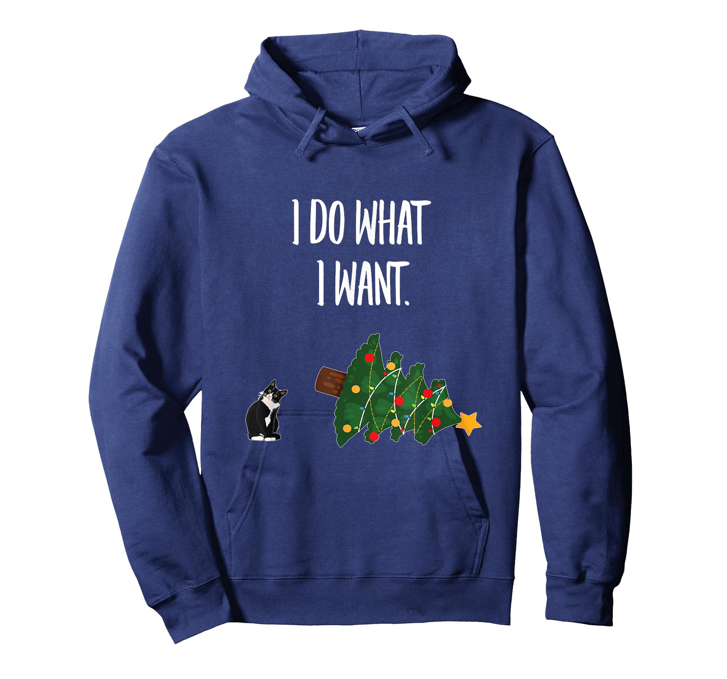 Tuxedo Cat Knocking Over Christmas Tree - I Do What I Want Men Women T-Shirt