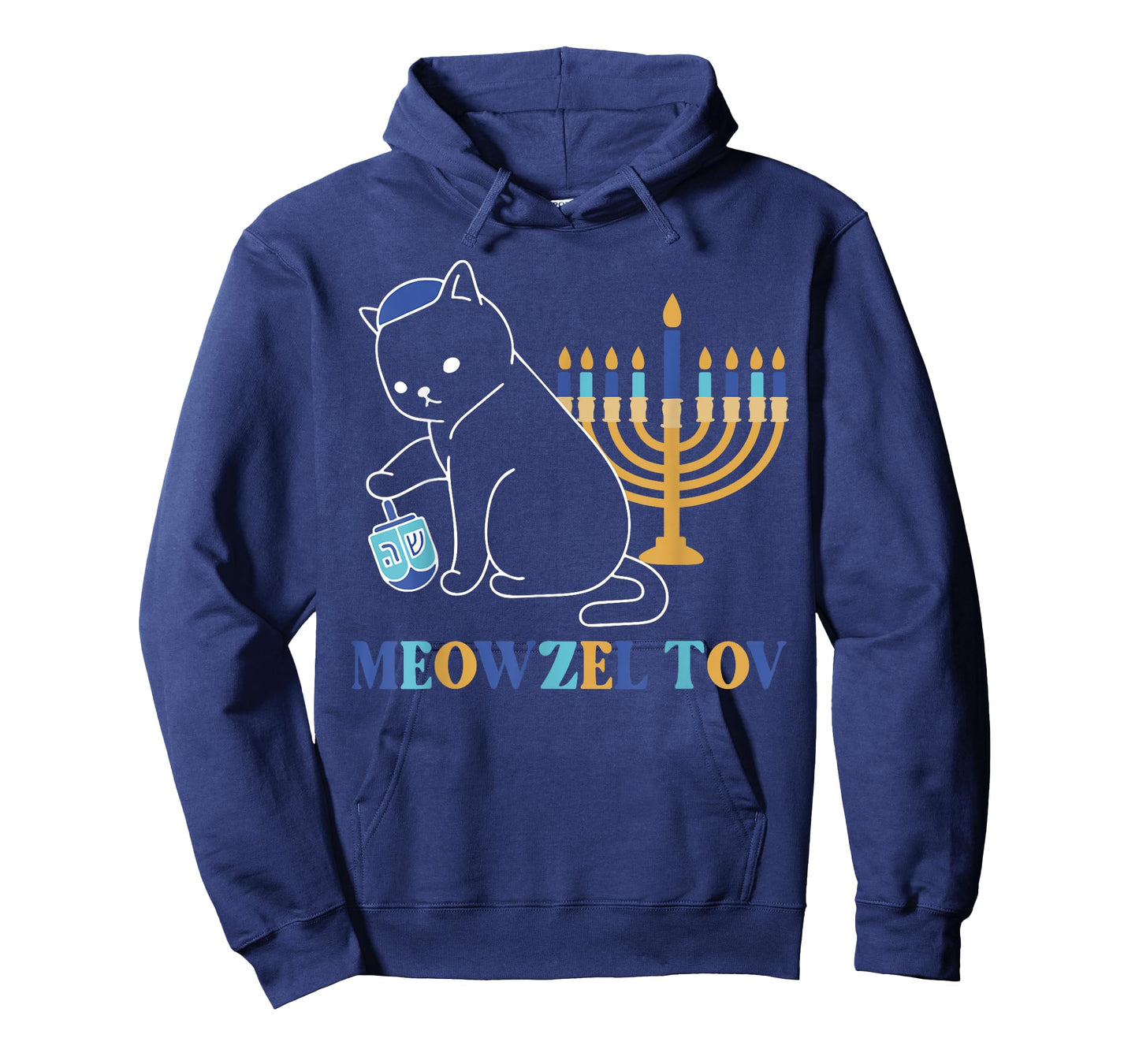 Meowzel Tov Happy Hanukkah Funny Cat Menorah Chanukah Jewish T-Shirt