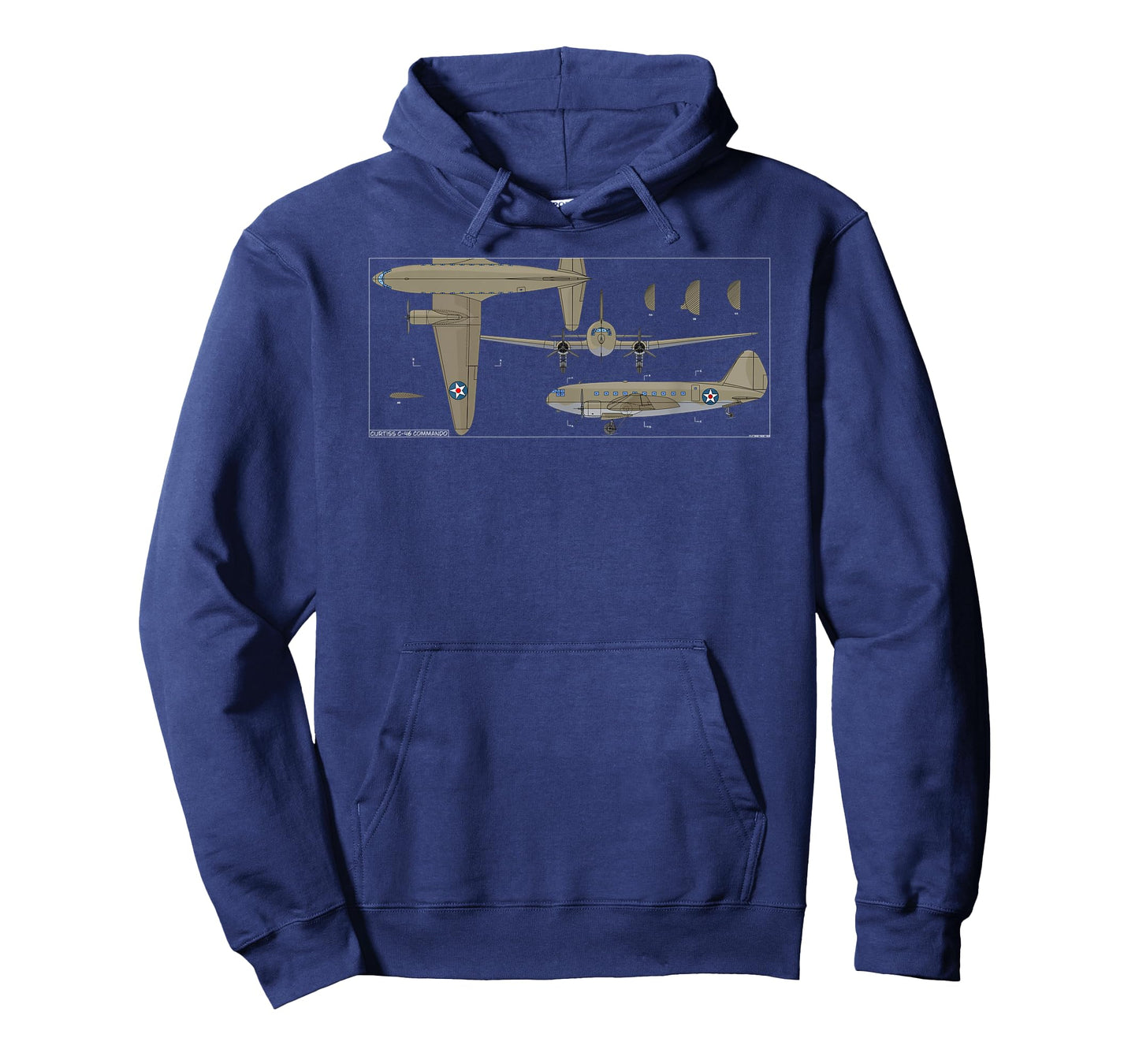 Curtiss C-46 Commando American WW2 Transport Plane Diagram T-Shirt