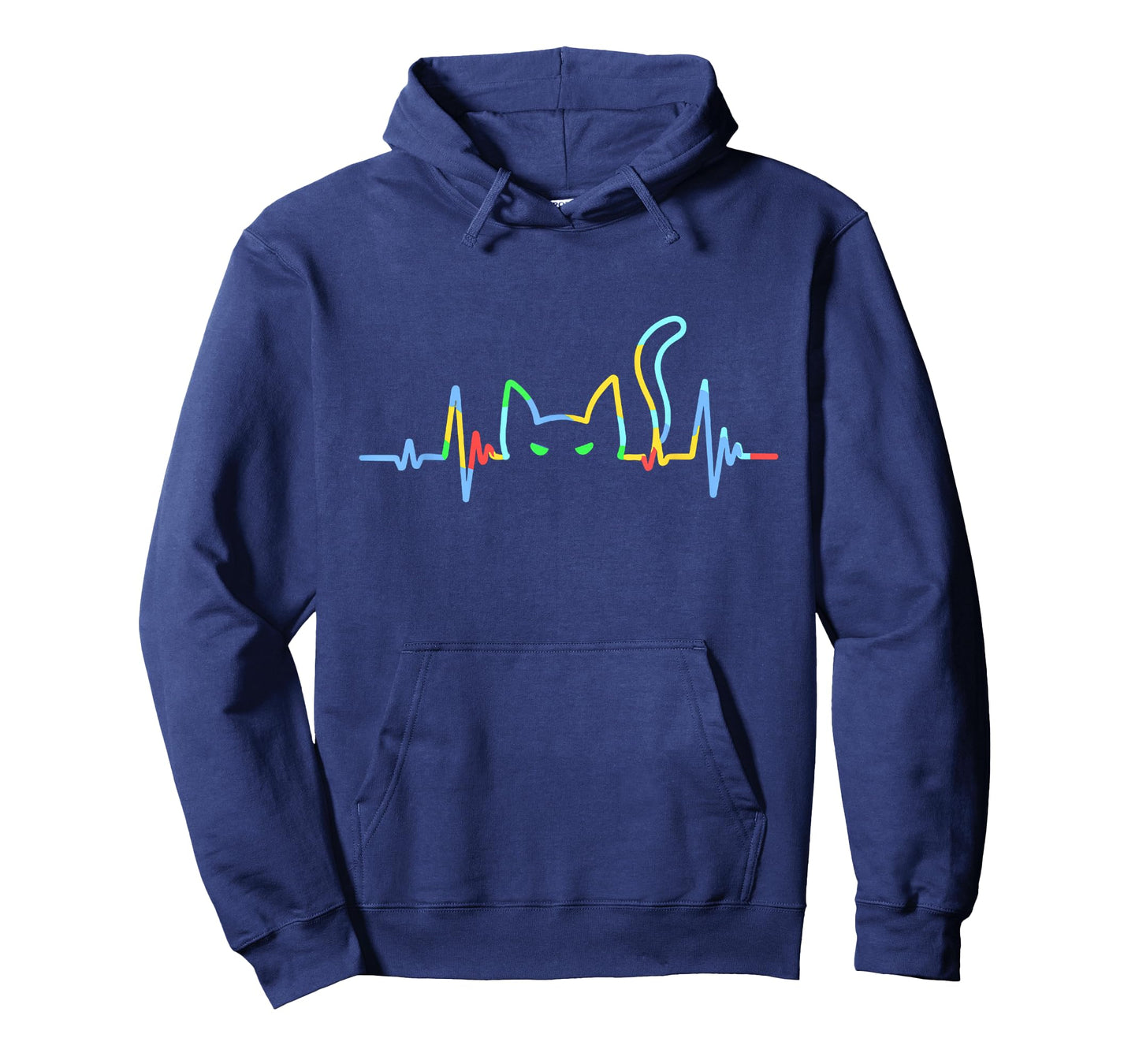 Funny Heartbeat Cat Lover Animal Silhouette Cute Cat Design T-Shirt