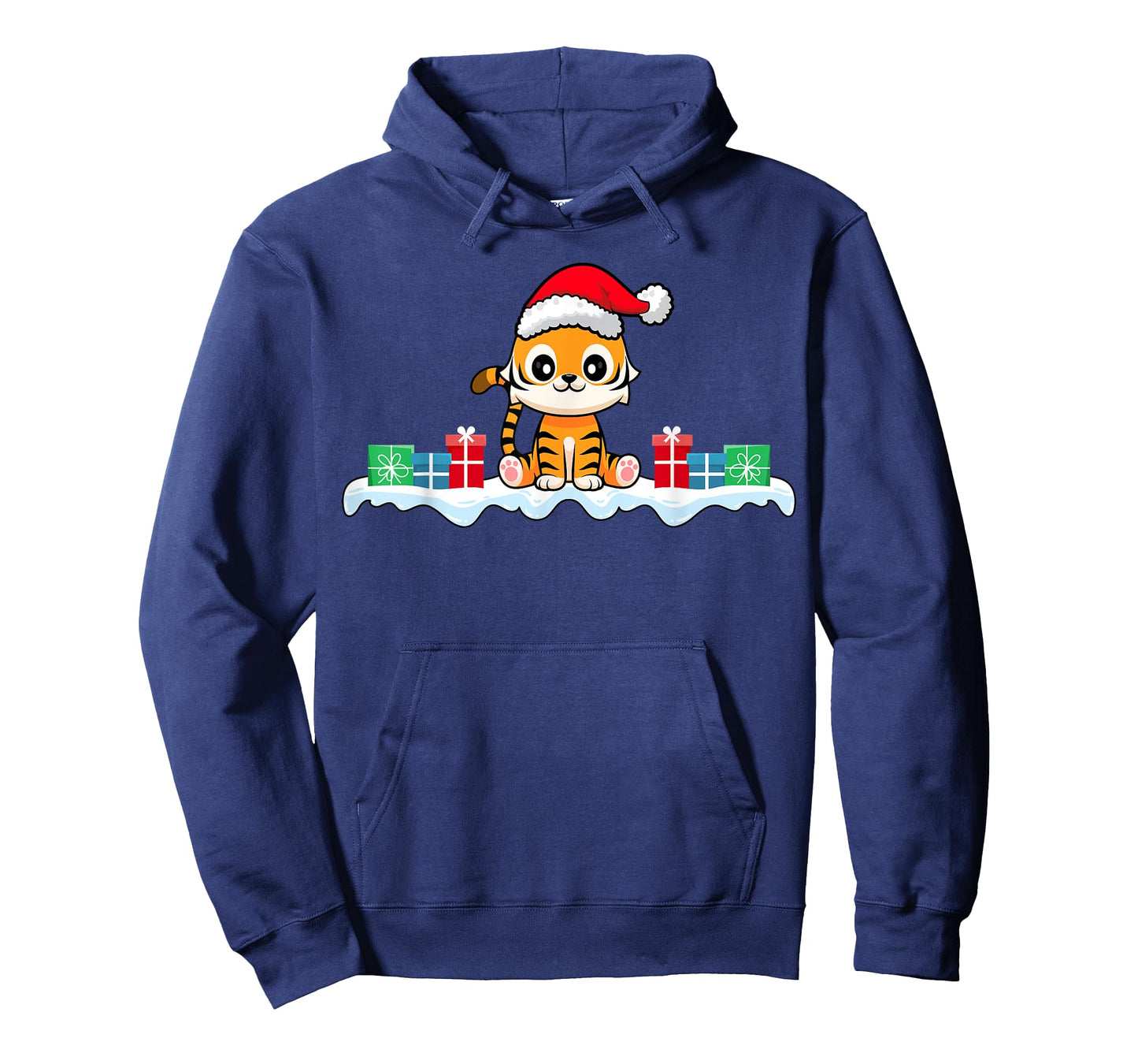 Kawaii Tiger Wearing Santa Hat Xmas Tiger Lover Christmas T-Shirt
