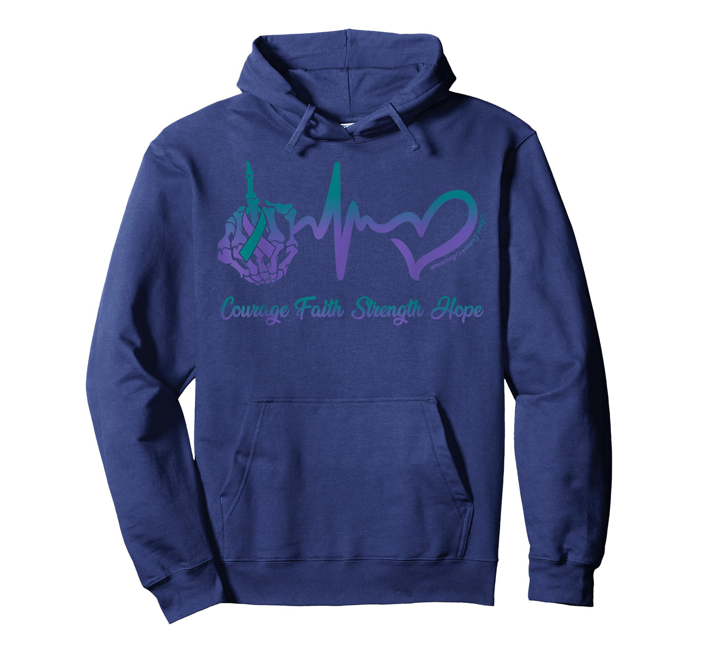 Courage Faith Strength Hope Purple Green Ribbon Anal Cancer T-Shirt