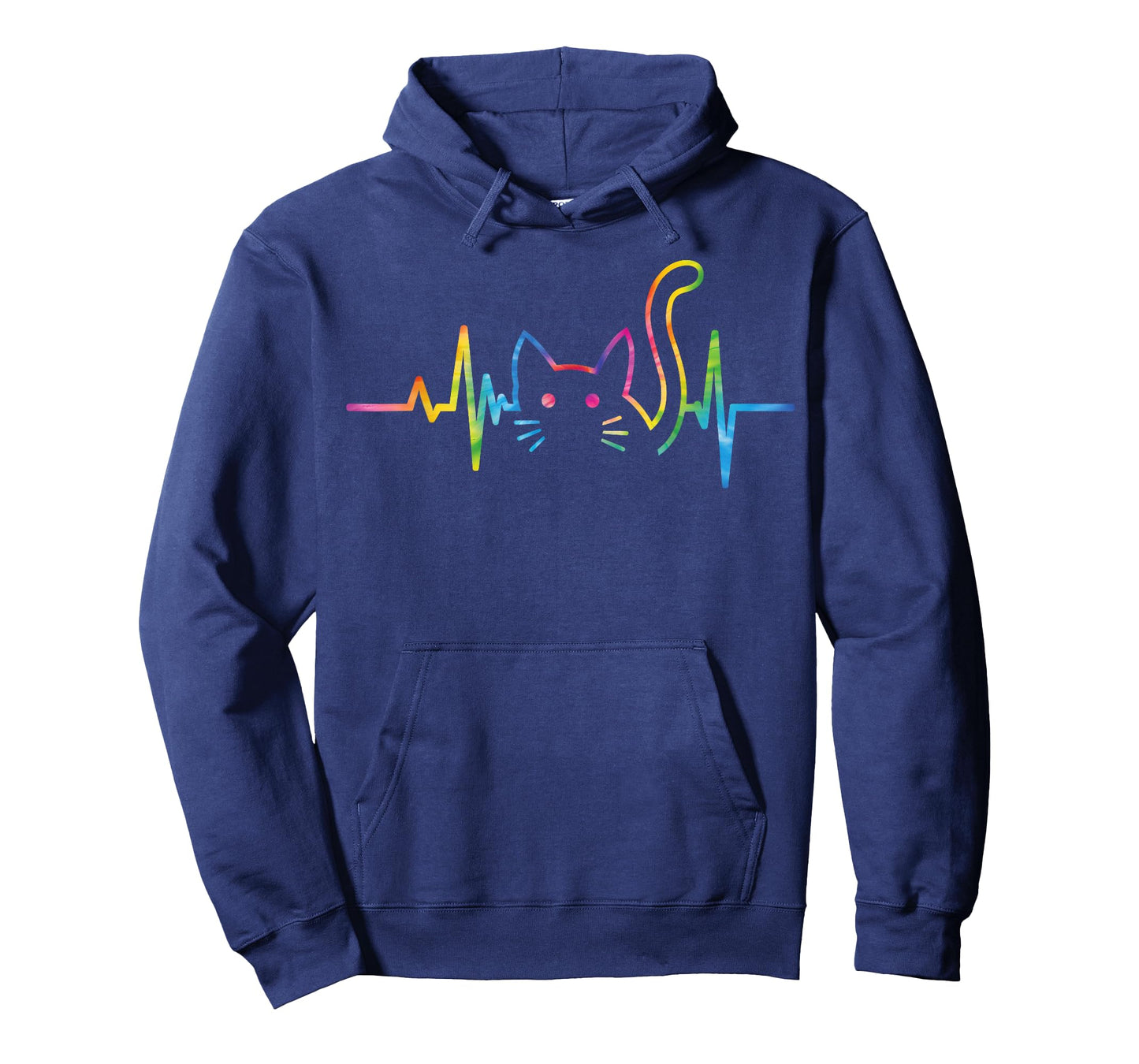 Heartbeat Cat For Women Silhouette Cute Cat Tie Dye Lover T-Shirt