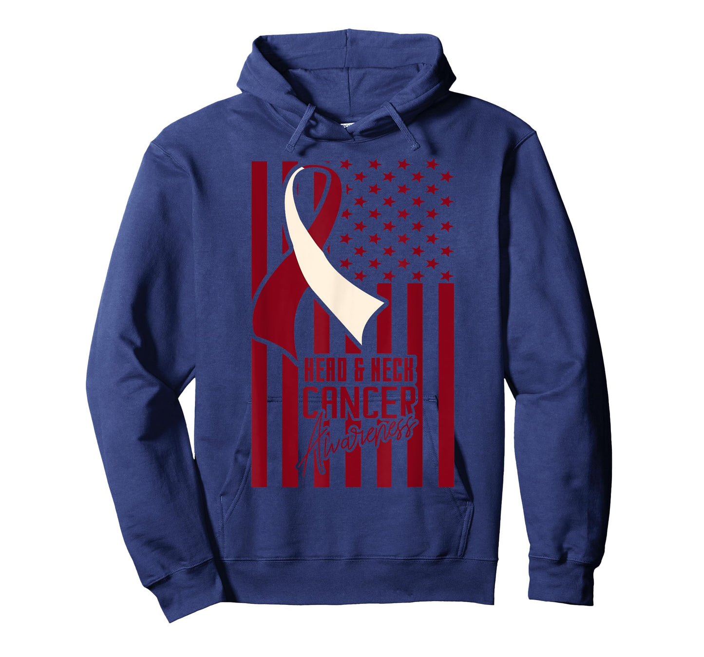 Head & Neck Cancer Awareness American Flag Burgundy Ivory T-Shirt for Women Kids Men
