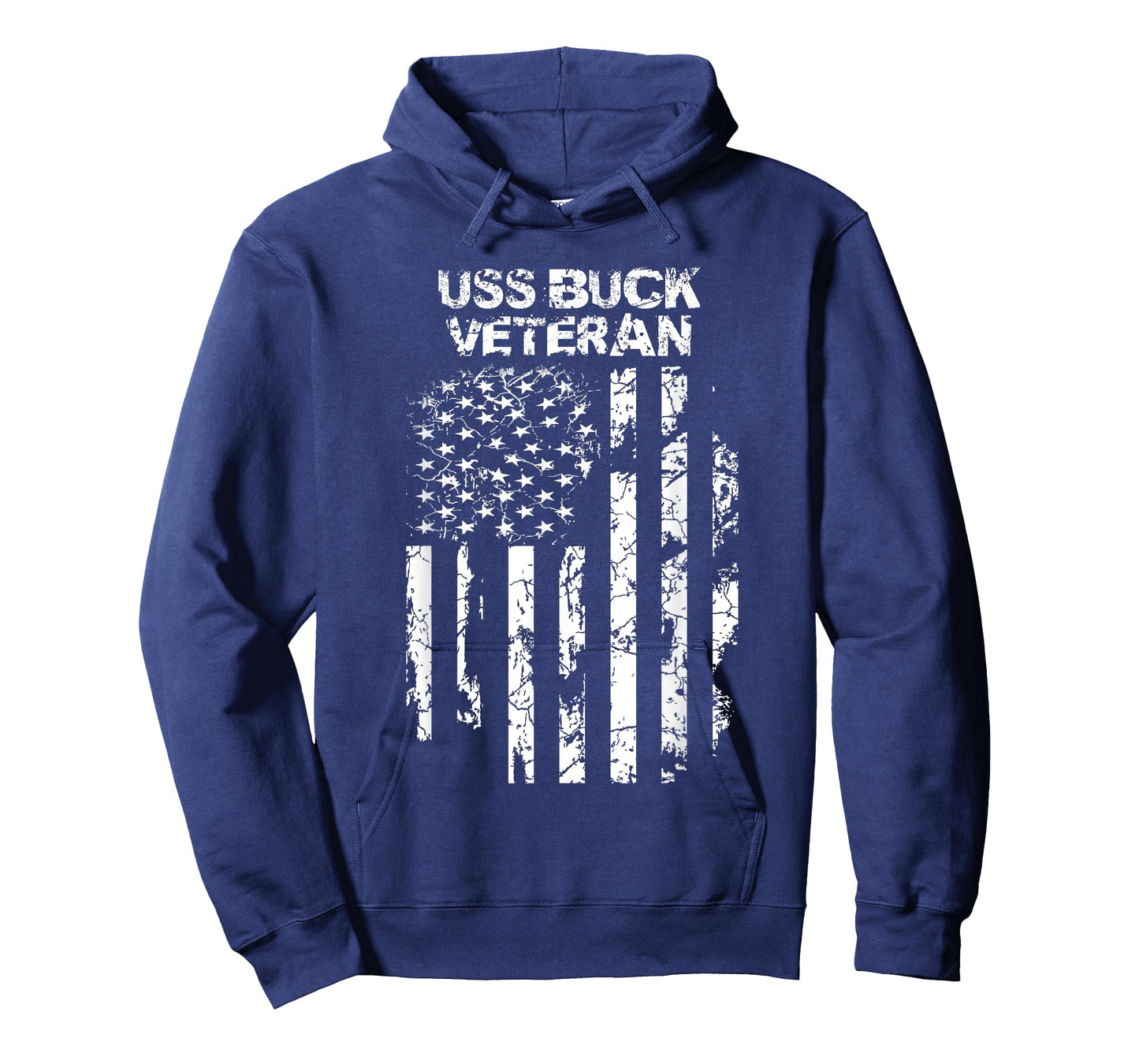 USS Buck Military Veteran Distressed USA Flag T-Shirt