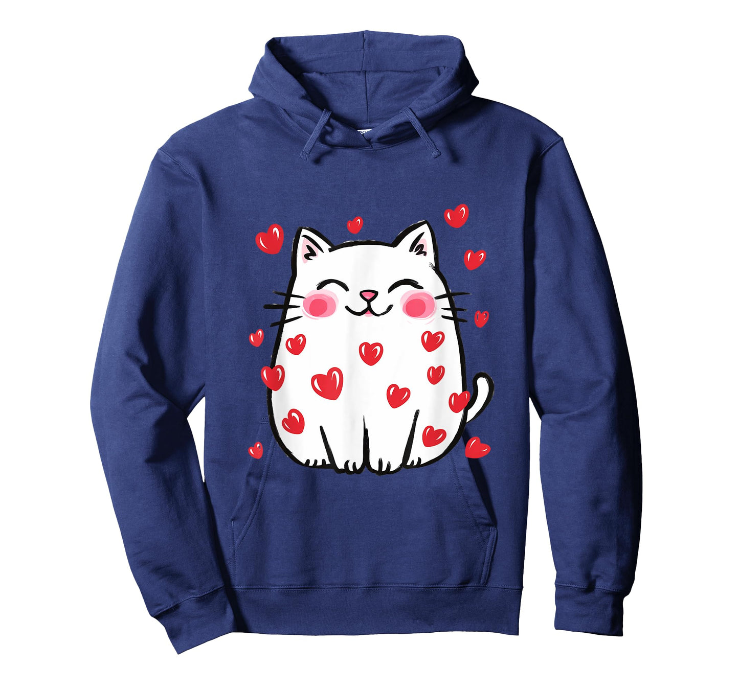 Cute Valentine Cat Red Hearts Cats Lover White Kitten T-Shirt