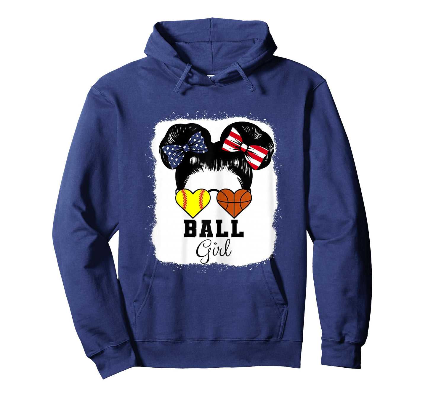 Ball Girl Heart USA Flag Softball Basketball Girl T-Shirt