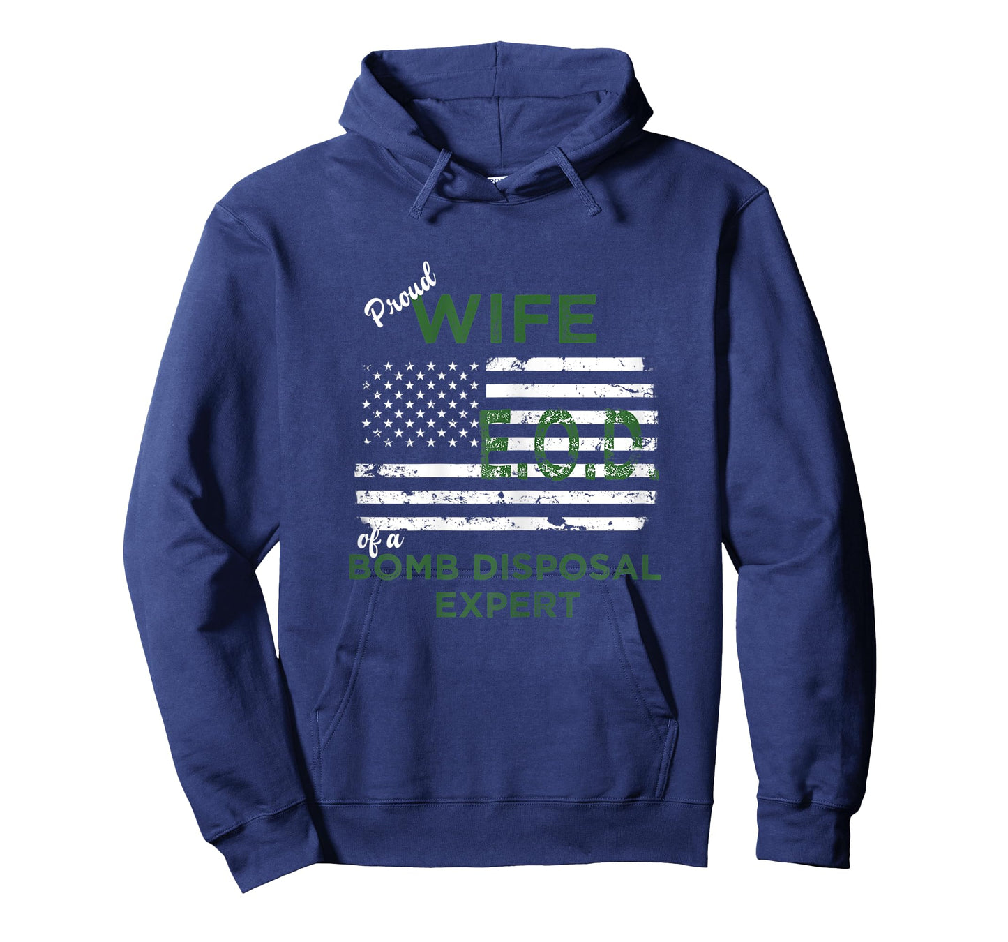 Womens Proud Wife of a Bomb Disposal Expert EOD Wife American Flag T-Shirt
