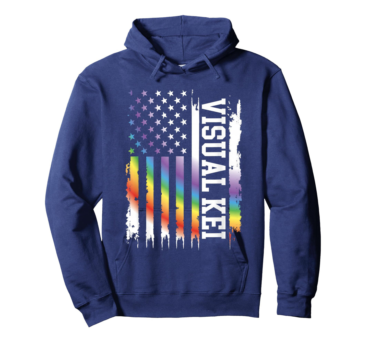Visual Kei United States Distressed Rainbow w US Flag T-Shirt