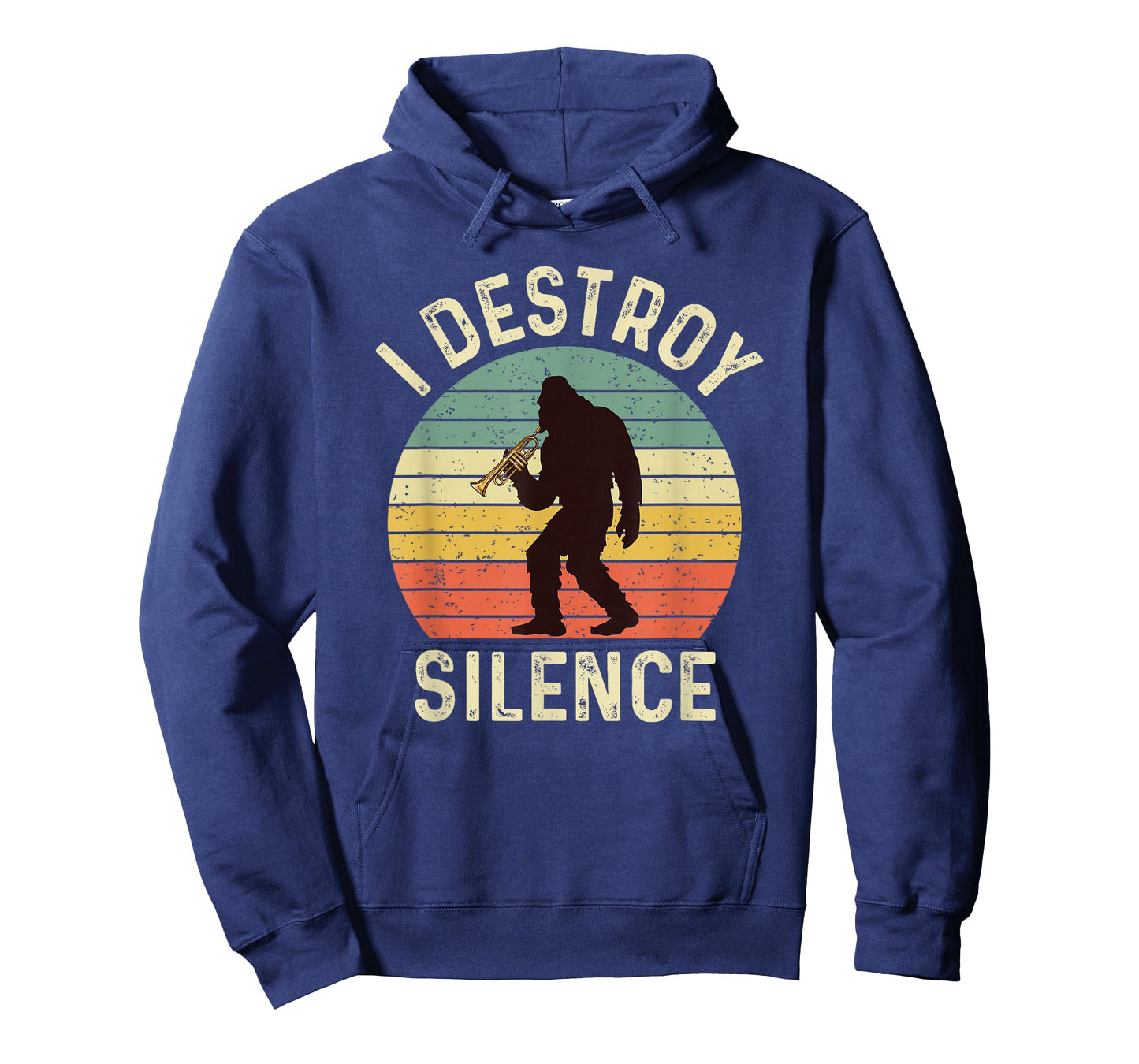 I Destroy Silence Trumpet Retro Bigfoot Men Women Sasquatch T-Shirt