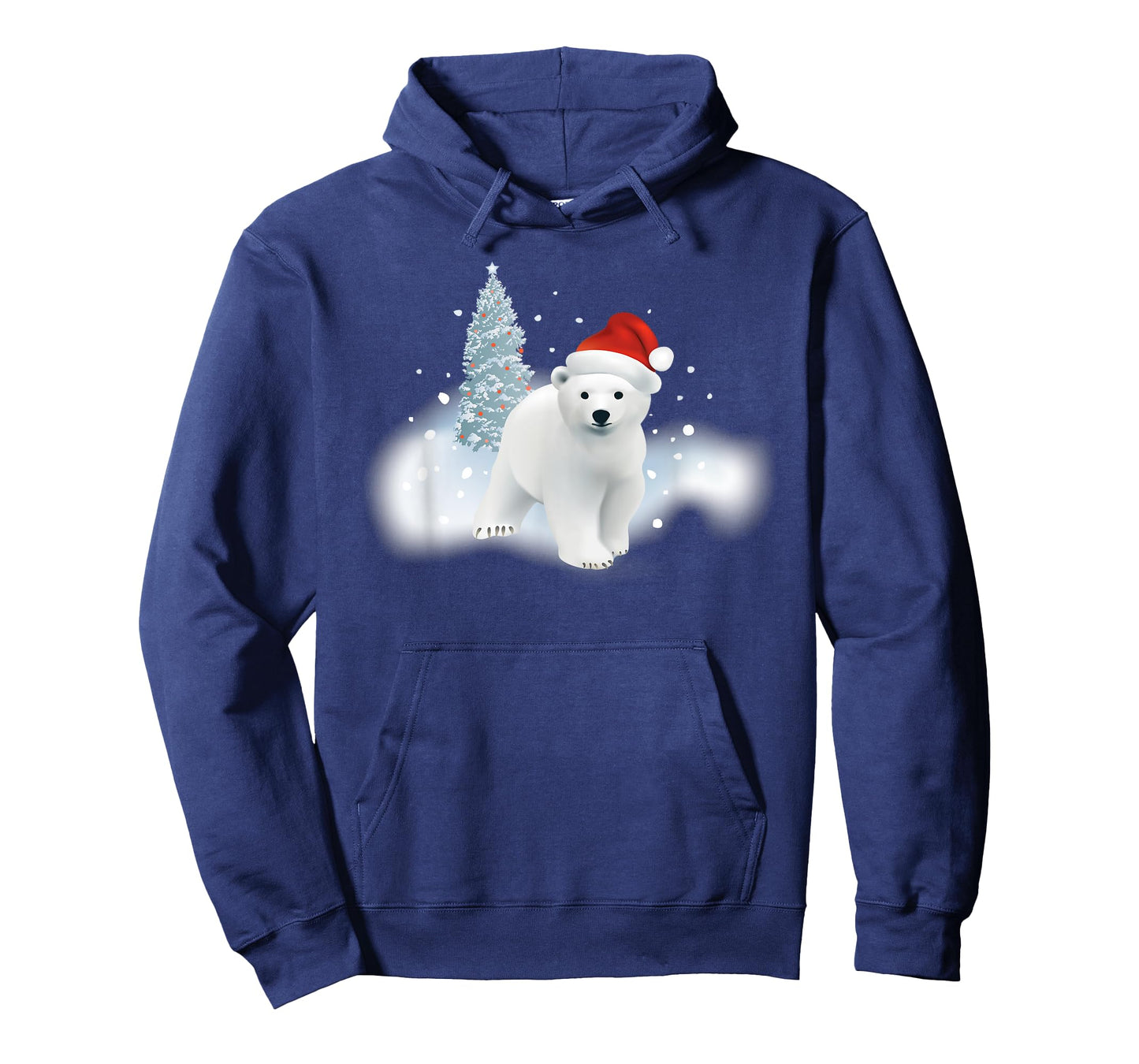 Cute Christmas Polar Bear Red Santa Hat Lighted Tree Snow T-Shirt