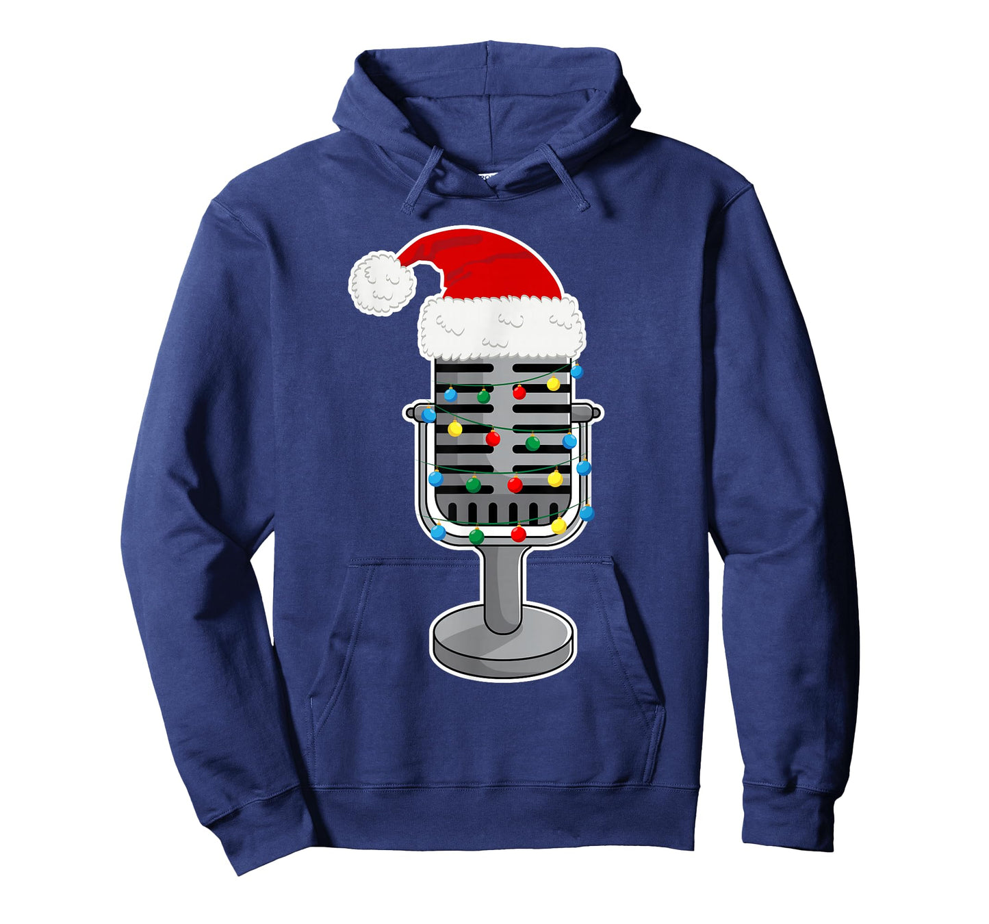 Christmas Lights Podcast Mic Wearing Xmas Hat Podcaster T-Shirt