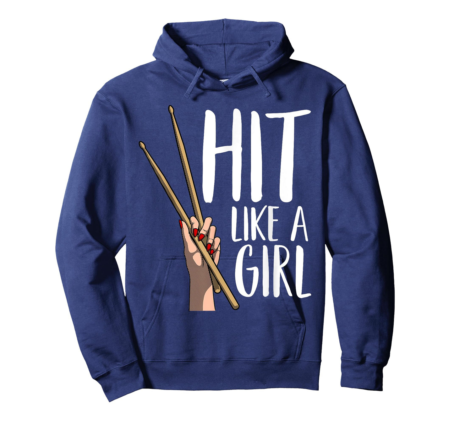 Cute Percussion Instrument Drumstick Hand Designs Black T-Shirt - Funny Hit Like A Girl Gift For Women Kids Cool Drummer Girl T-Shirt - Small