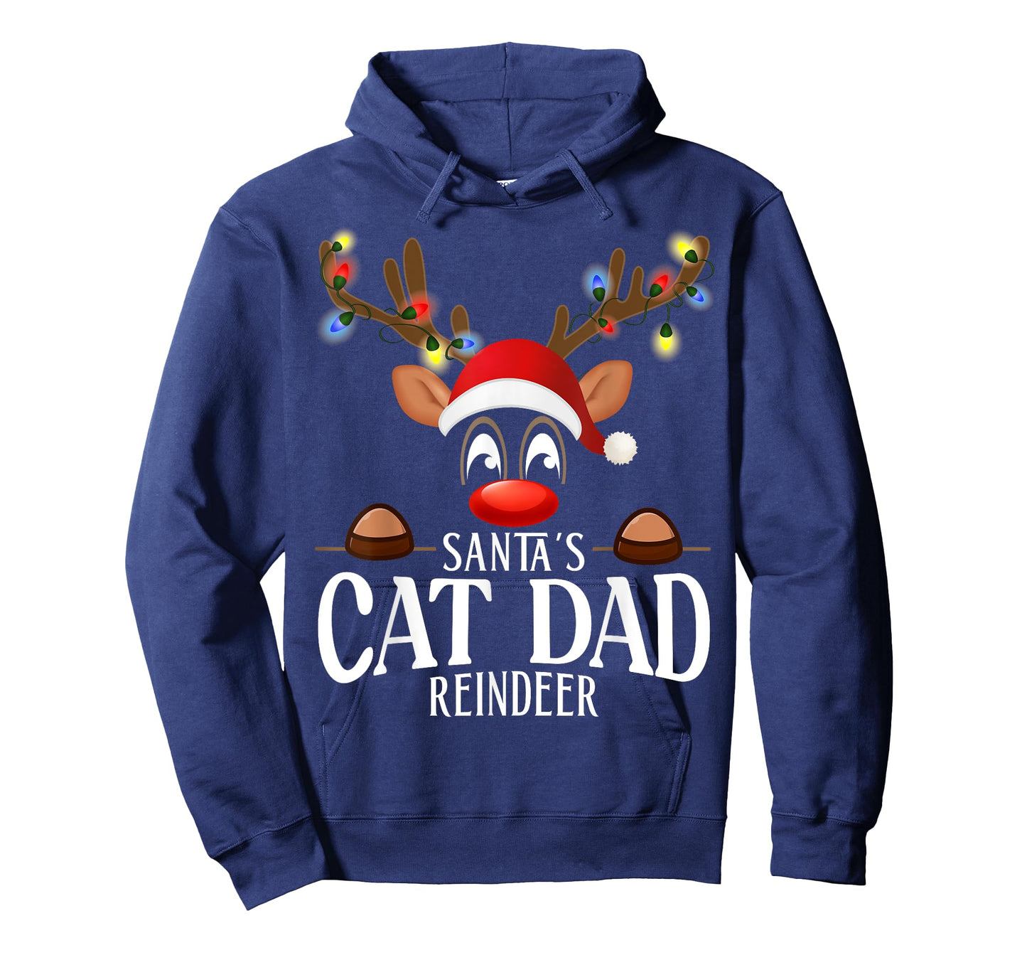 Santa's Cat dad Reindeer Funny XMas Matching PJS T-Shirt