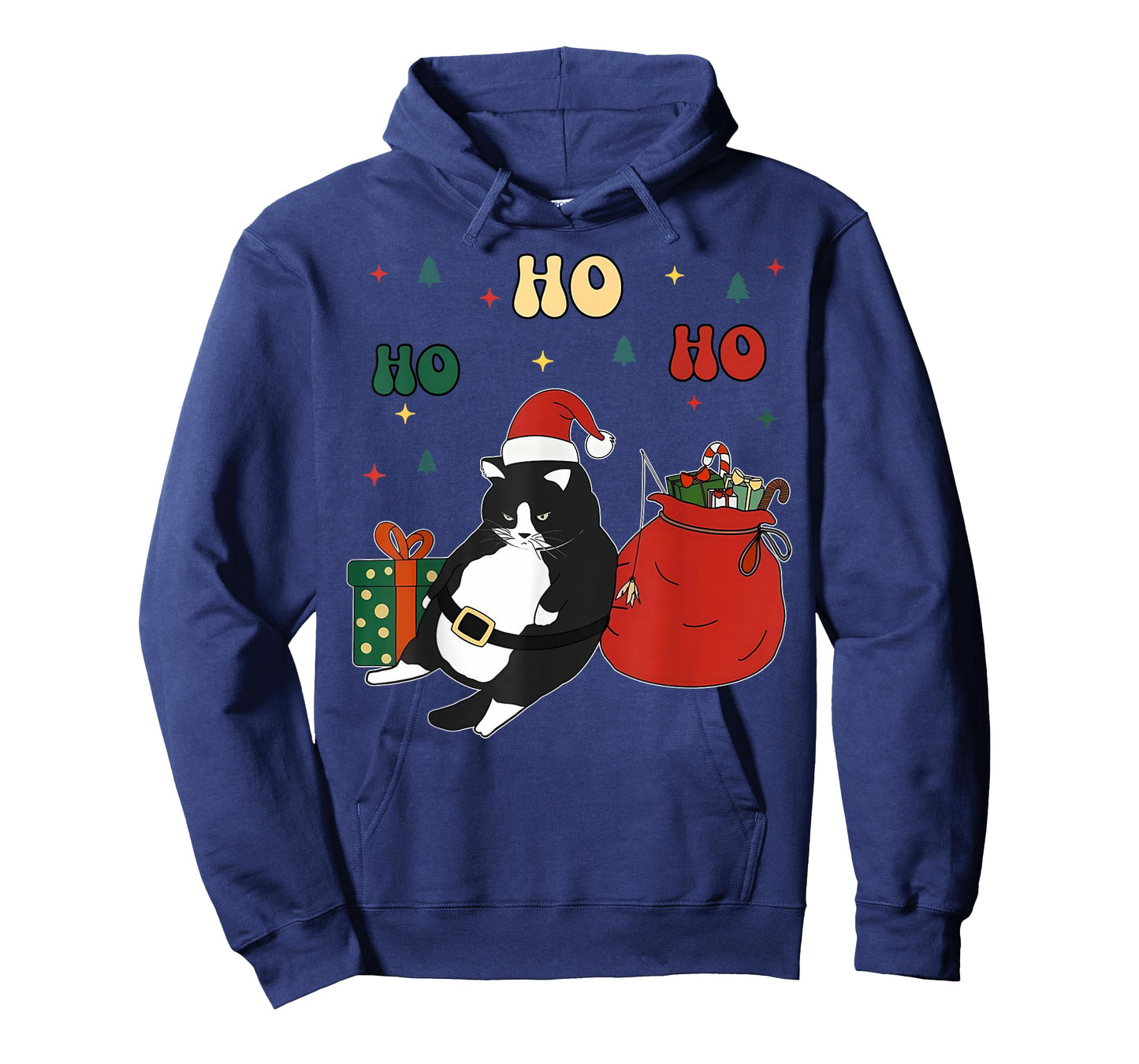 Cute Fat Cat Santa Christmas Tuxedo Chonk Cat Funny Cat Meme T-Shirt