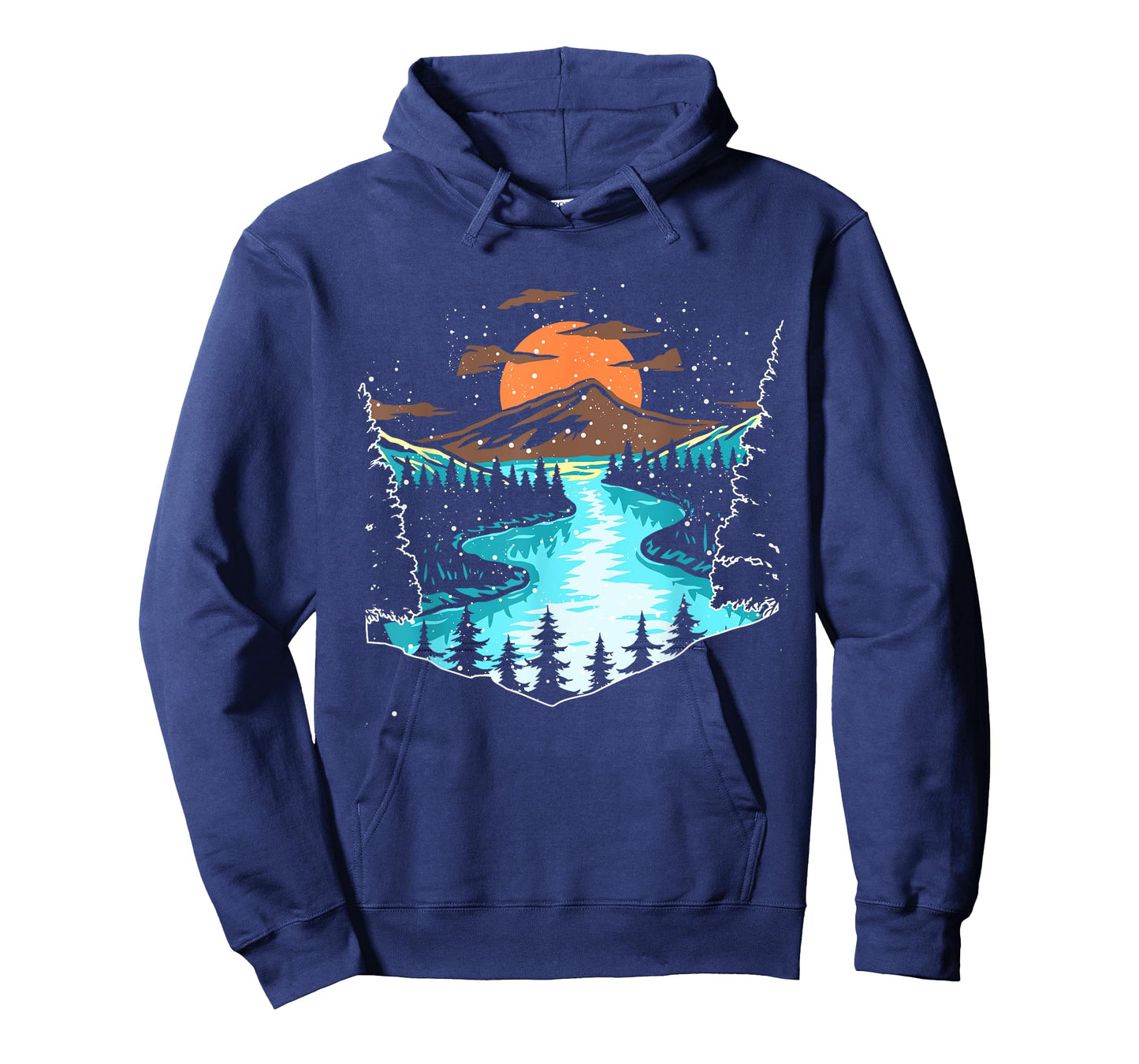 Wildlife Mountain River Outdoor Nature Full Moon Tree Forest T-Shirt