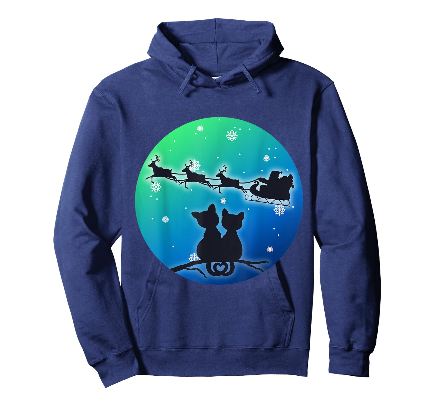 Christmas Santa Sleigh Reindeer Cats, Women Girls, Cat, Xmas T-Shirt