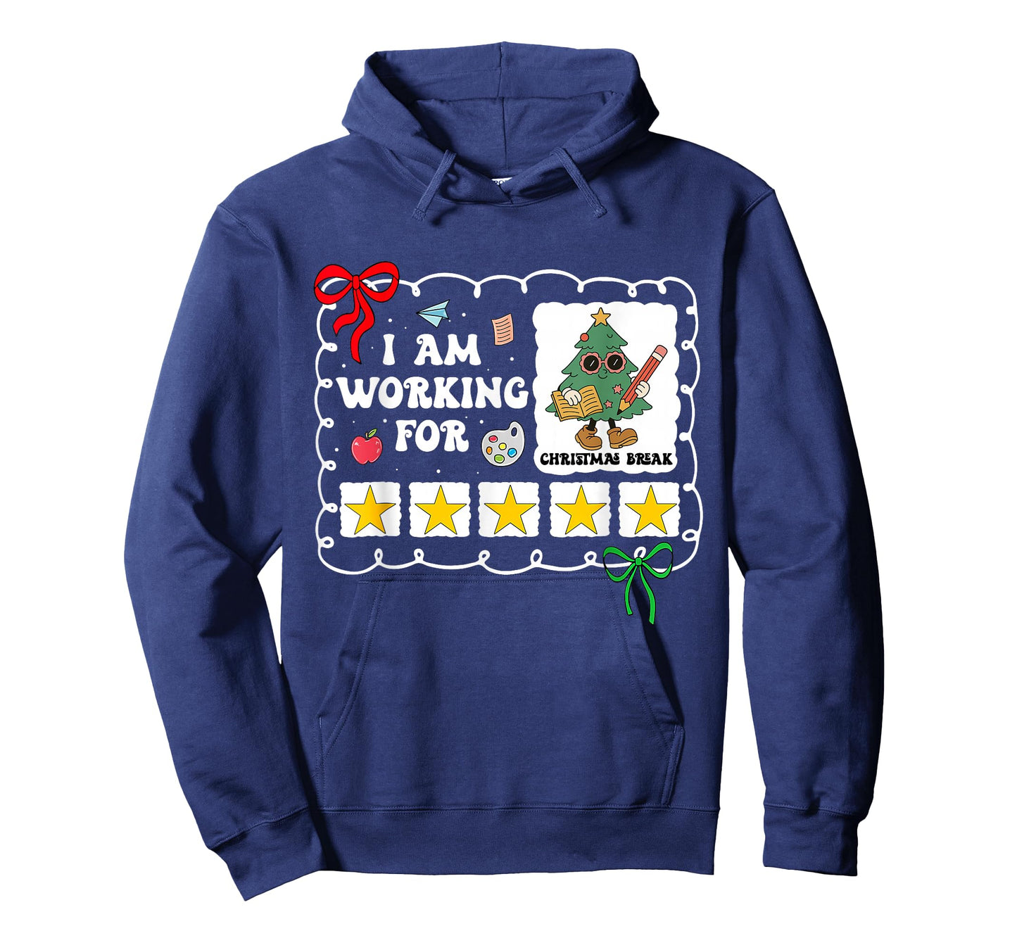 I Am Working for Christmas Break 5 Stars Teacher Xmas Tree T-Shirt