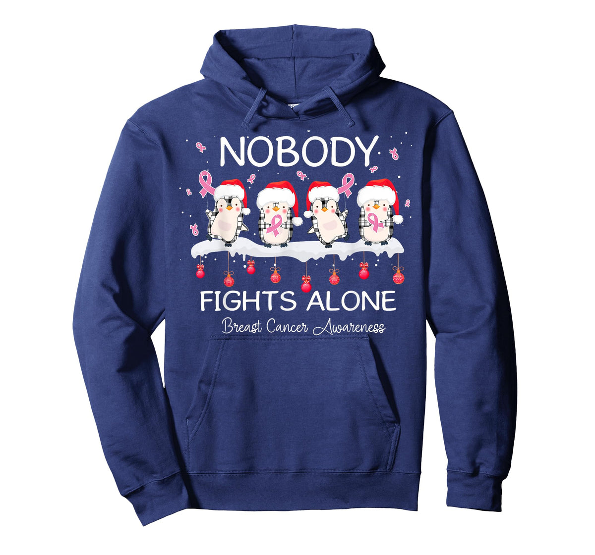 Nobody Fights Alone Breast Cancer Awareness Christmas Gift T-Shirt