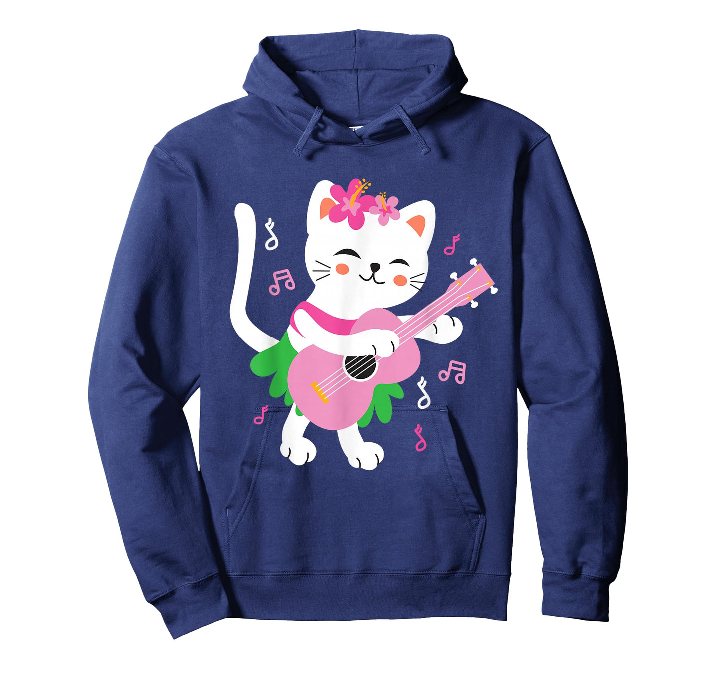 Kids Cat Playing Ukulele Player Hawaiian Musician T-Shirt