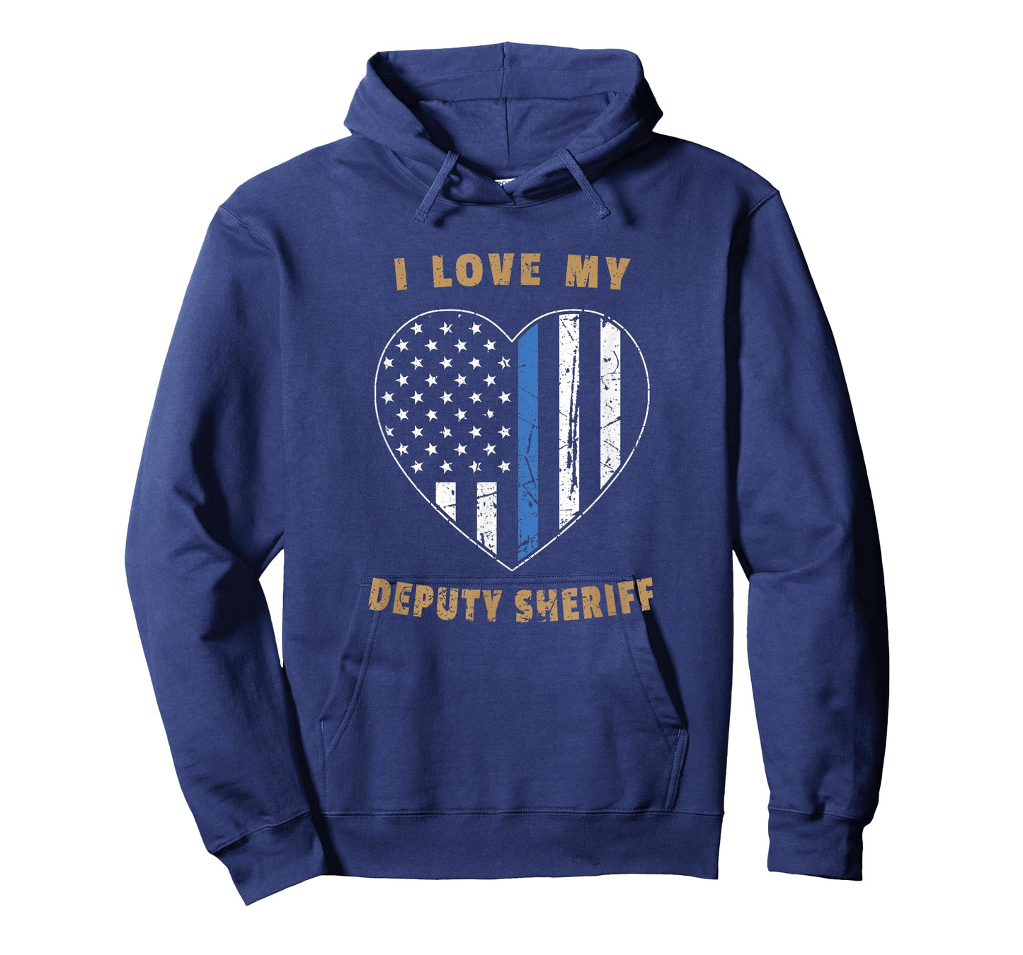 Retro I Love My Deputy Sheriff Blue Line American Flag Heart T-Shirt
