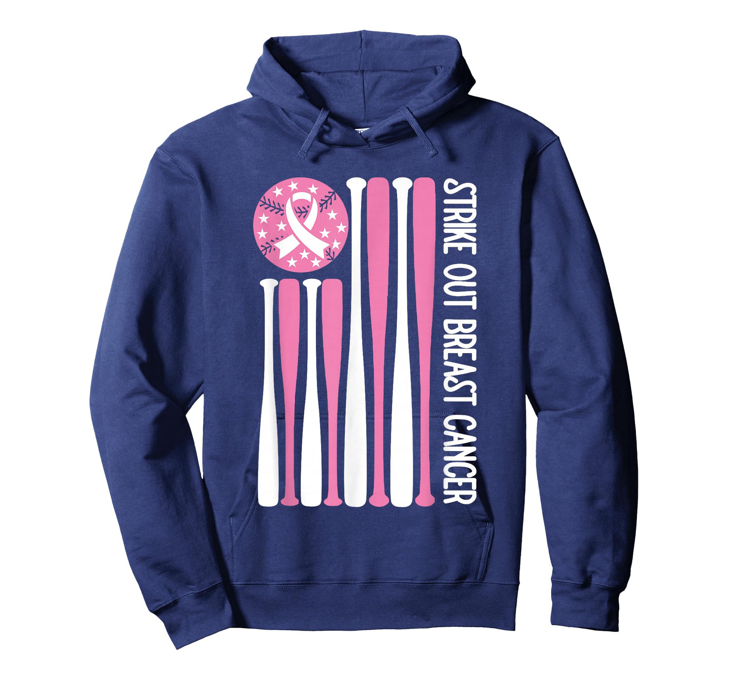 Strike Out Breast Cancer Baseball Lover Pink American Flag T-Shirt