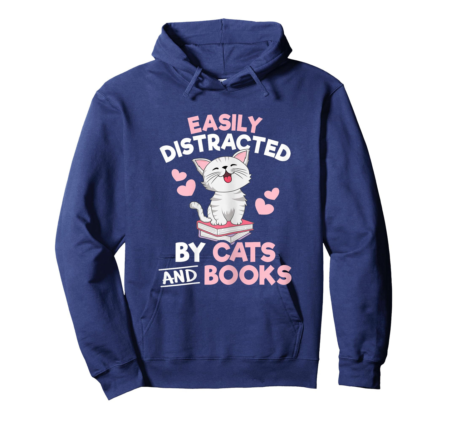 Easily Distracted by Cats and Books Book Lover Women Girls T-Shirt