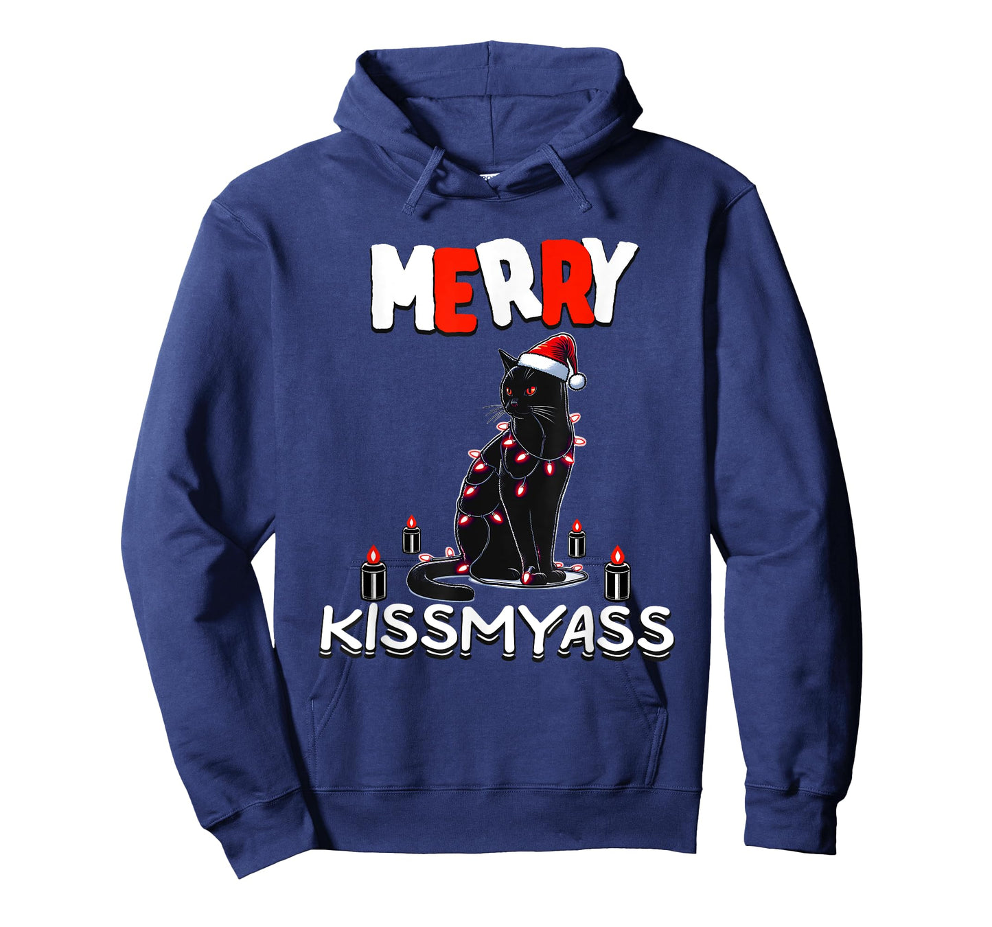 Xmas Christmas Funny Black Cat Merry Kissmyass T-Shirt