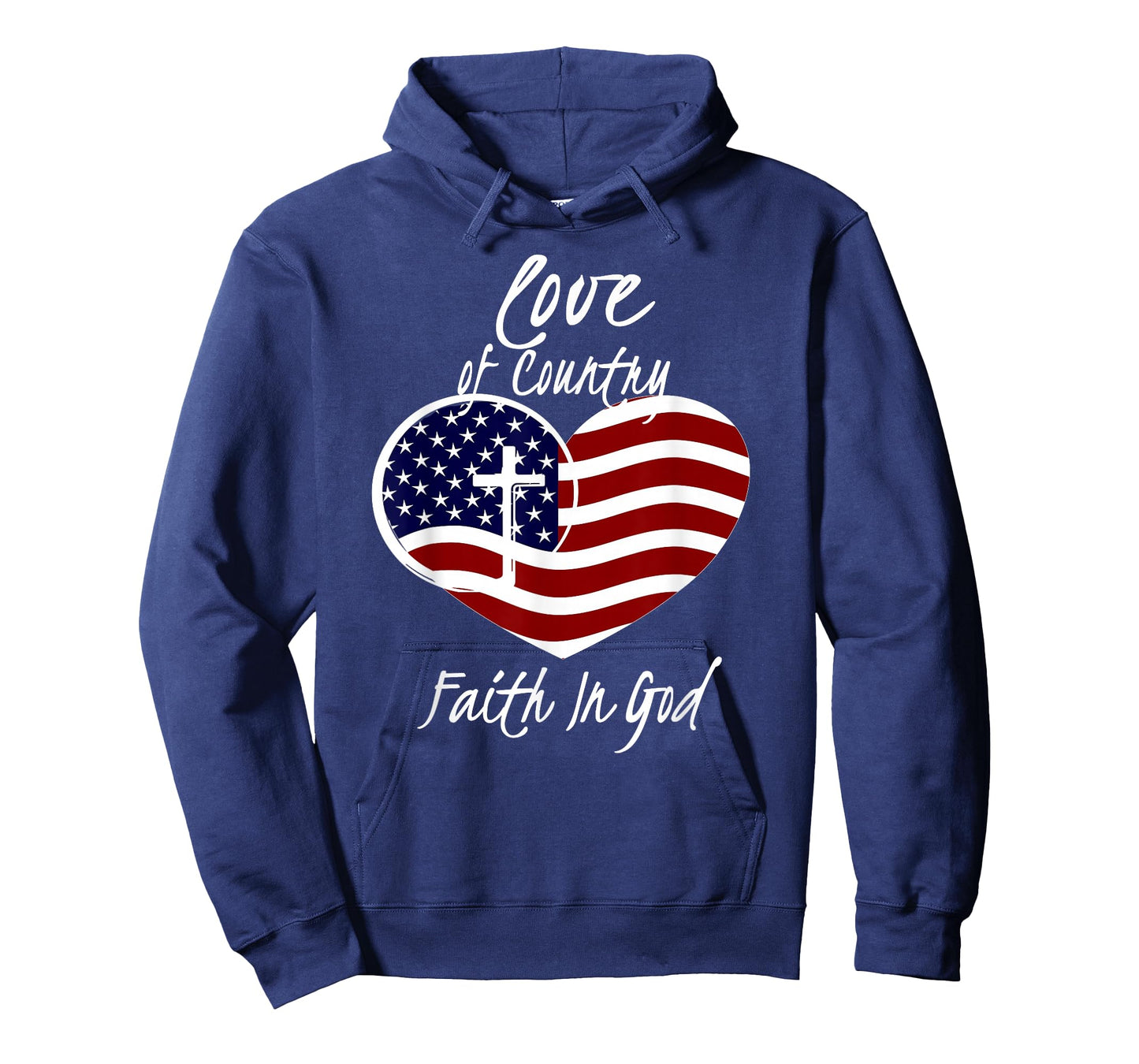 Patriotic Christian Faith in God Heart Cross American Flag T-Shirt Small