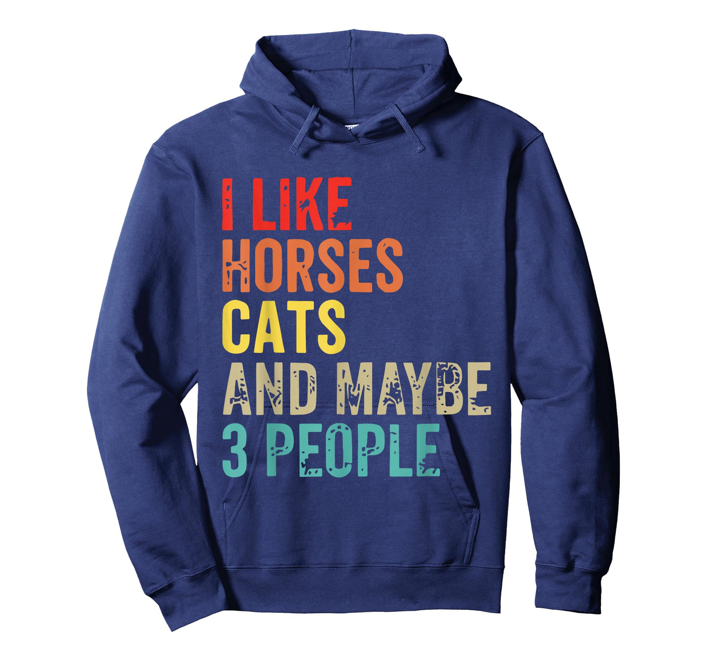 Vintage Retro I Like Horses Cats and Maybe 3 People Funny T-Shirt