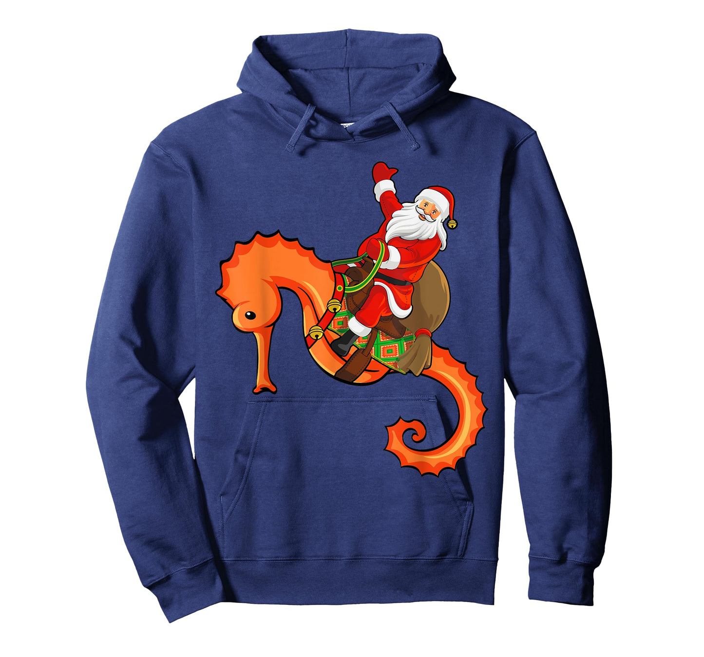Funny Seahorse Fish Lover Santa Riding Seahorse Christmas T-Shirt