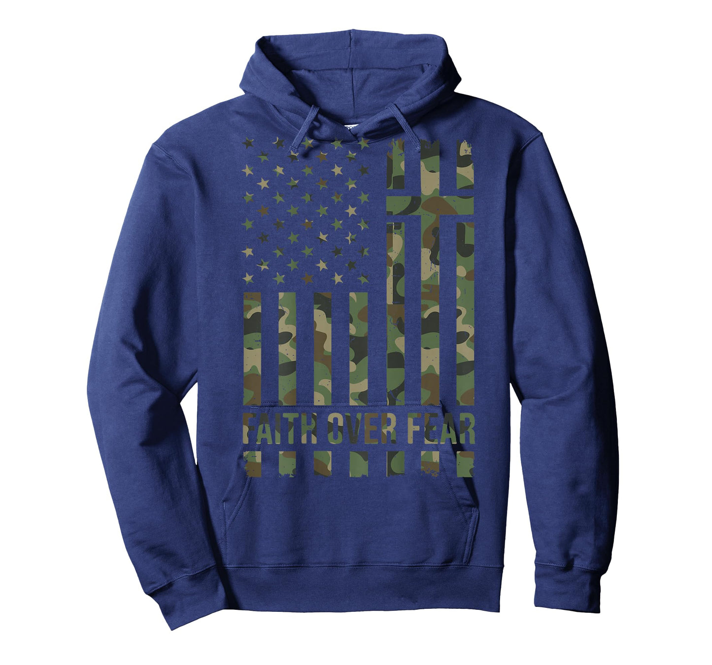 Camo Faith Over Fear Christian Patriotic Cross American Flag T-Shirt