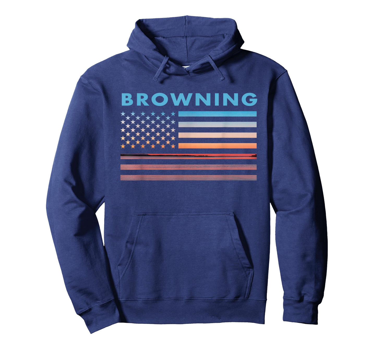 Vintage Sunset American Flag Browning, Montana T-Shirt